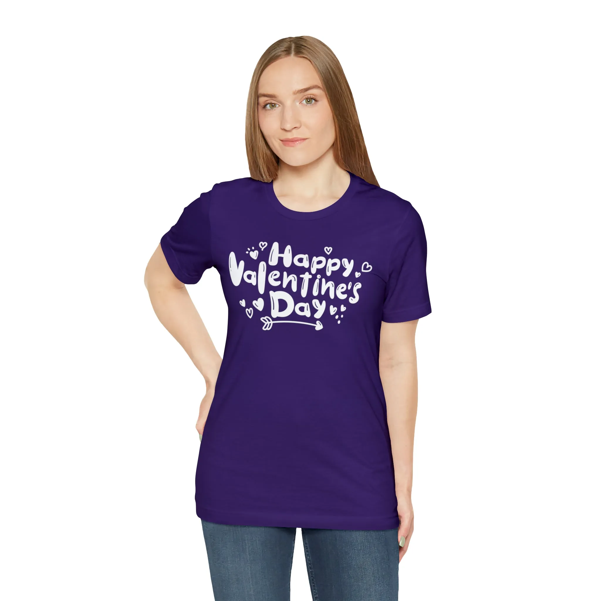 Happy Valentine's Day Script T-Shirt | Love You Tee |  Bella Canvas 3001 Unisex |  Hearts and Arrows Short Sleeve Tshirt