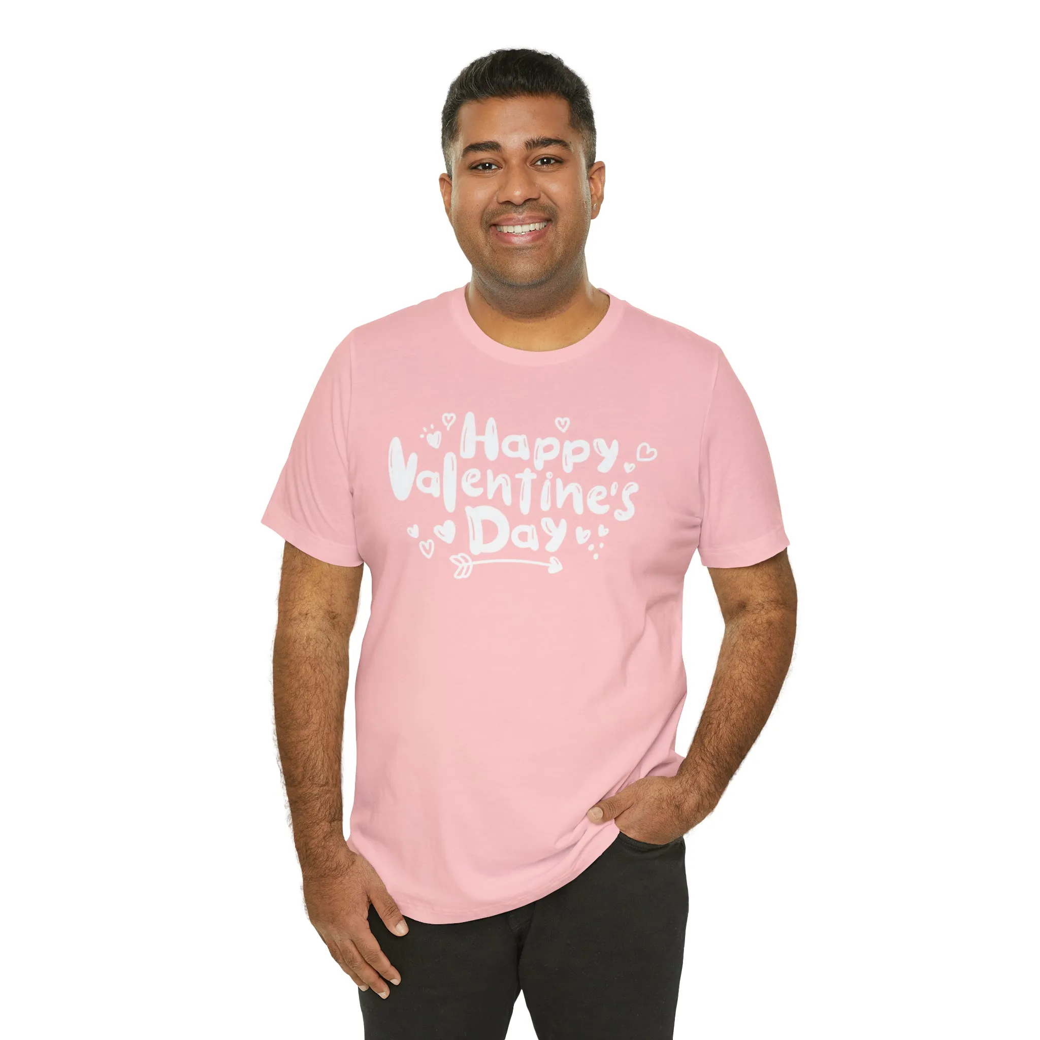 Happy Valentine's Day Script T-Shirt | Love You Tee |  Bella Canvas 3001 Unisex |  Hearts and Arrows Short Sleeve Tshirt