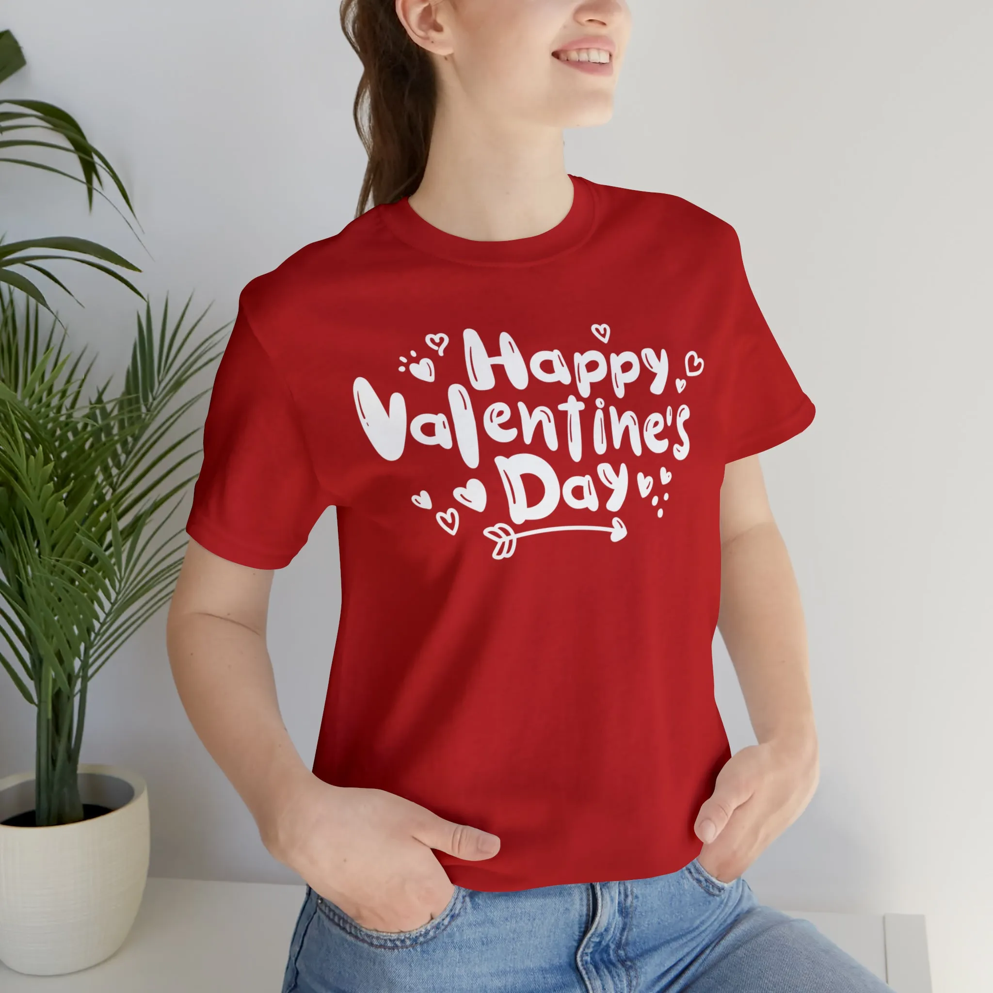 Happy Valentine's Day Script T-Shirt | Love You Tee |  Bella Canvas 3001 Unisex |  Hearts and Arrows Short Sleeve Tshirt