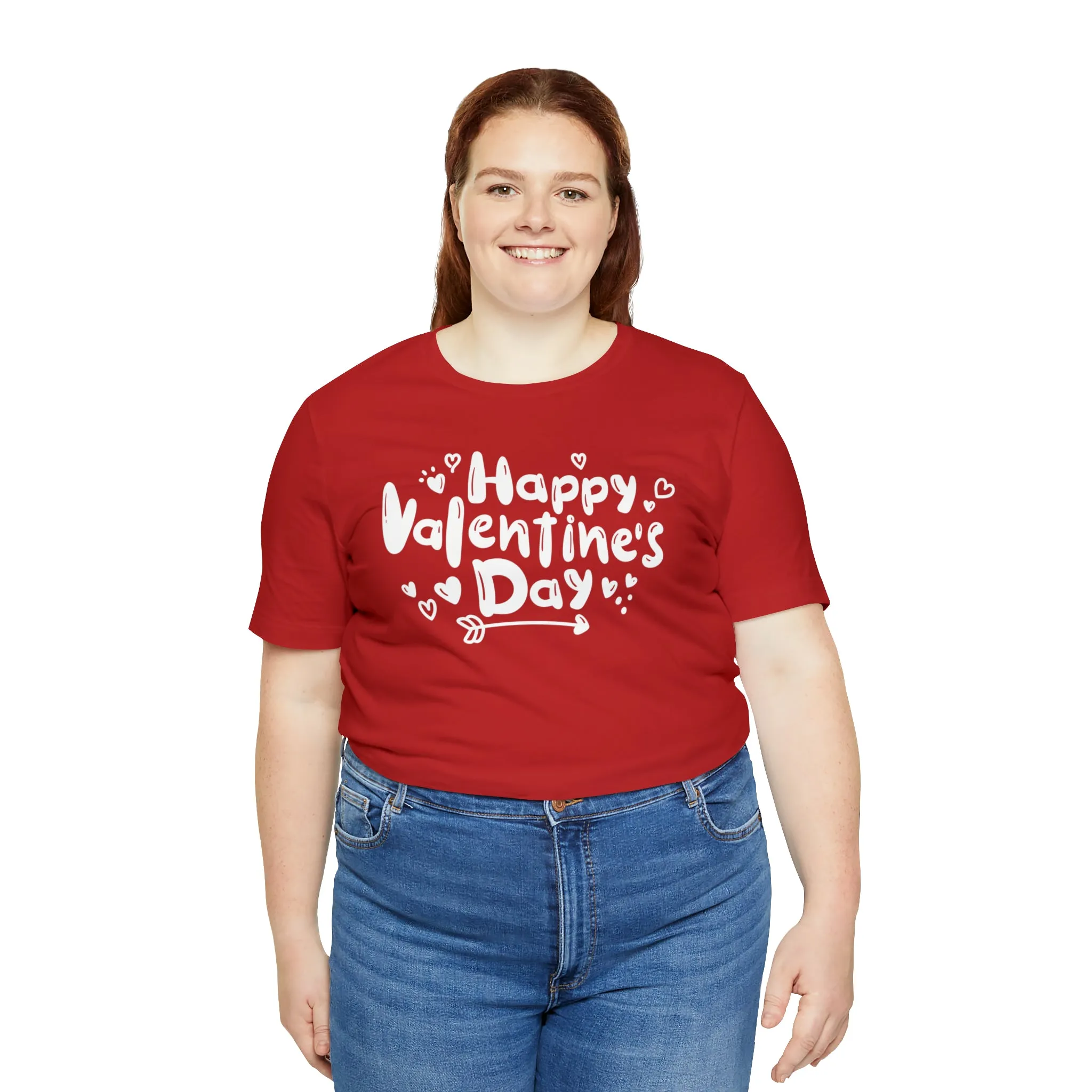 Happy Valentine's Day Script T-Shirt | Love You Tee |  Bella Canvas 3001 Unisex |  Hearts and Arrows Short Sleeve Tshirt
