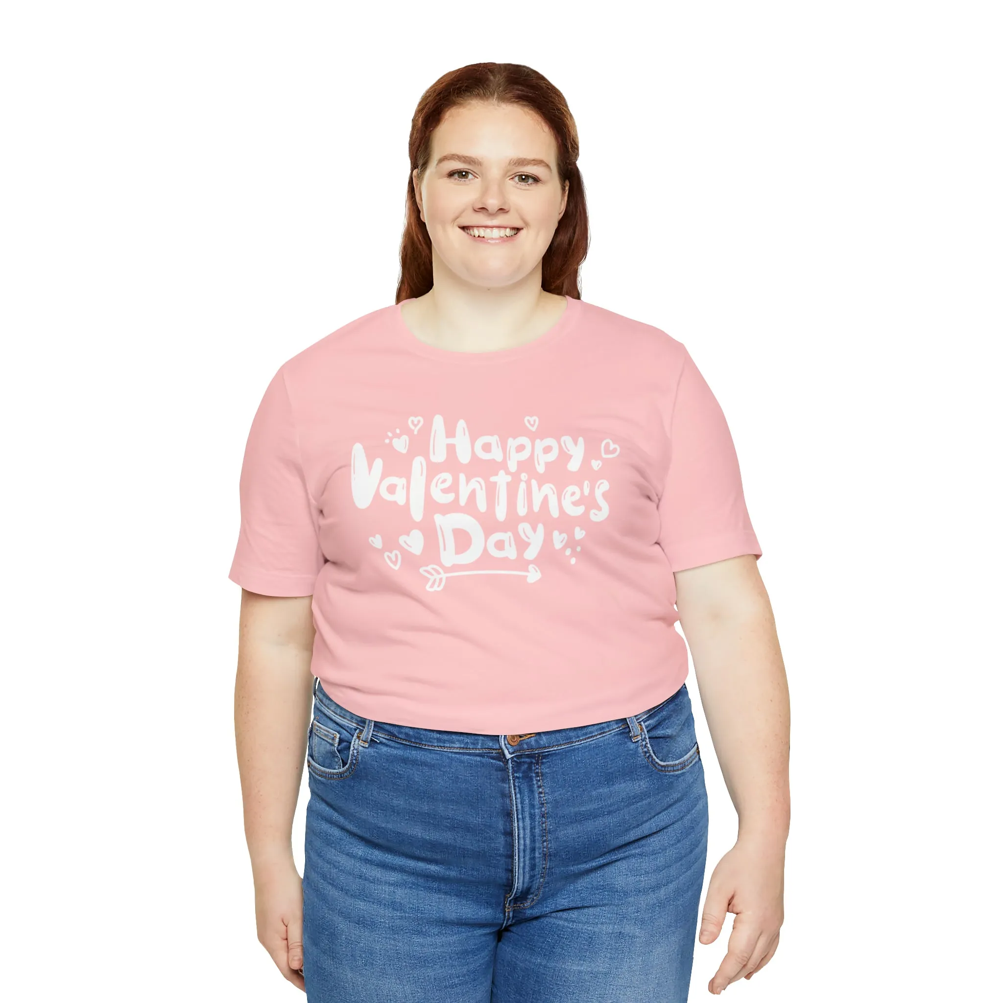 Happy Valentine's Day Script T-Shirt | Love You Tee |  Bella Canvas 3001 Unisex |  Hearts and Arrows Short Sleeve Tshirt
