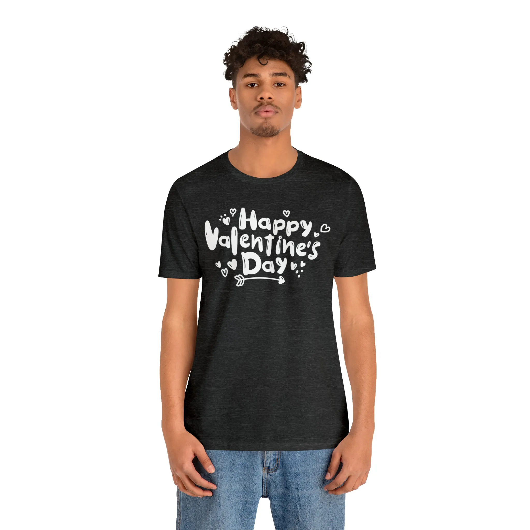 Happy Valentine's Day Script T-Shirt | Love You Tee |  Bella Canvas 3001 Unisex |  Hearts and Arrows Short Sleeve Tshirt