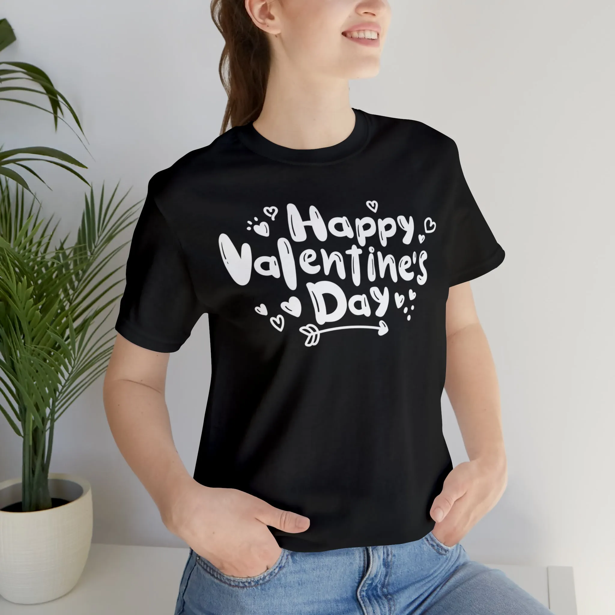 Happy Valentine's Day Script T-Shirt | Love You Tee |  Bella Canvas 3001 Unisex |  Hearts and Arrows Short Sleeve Tshirt