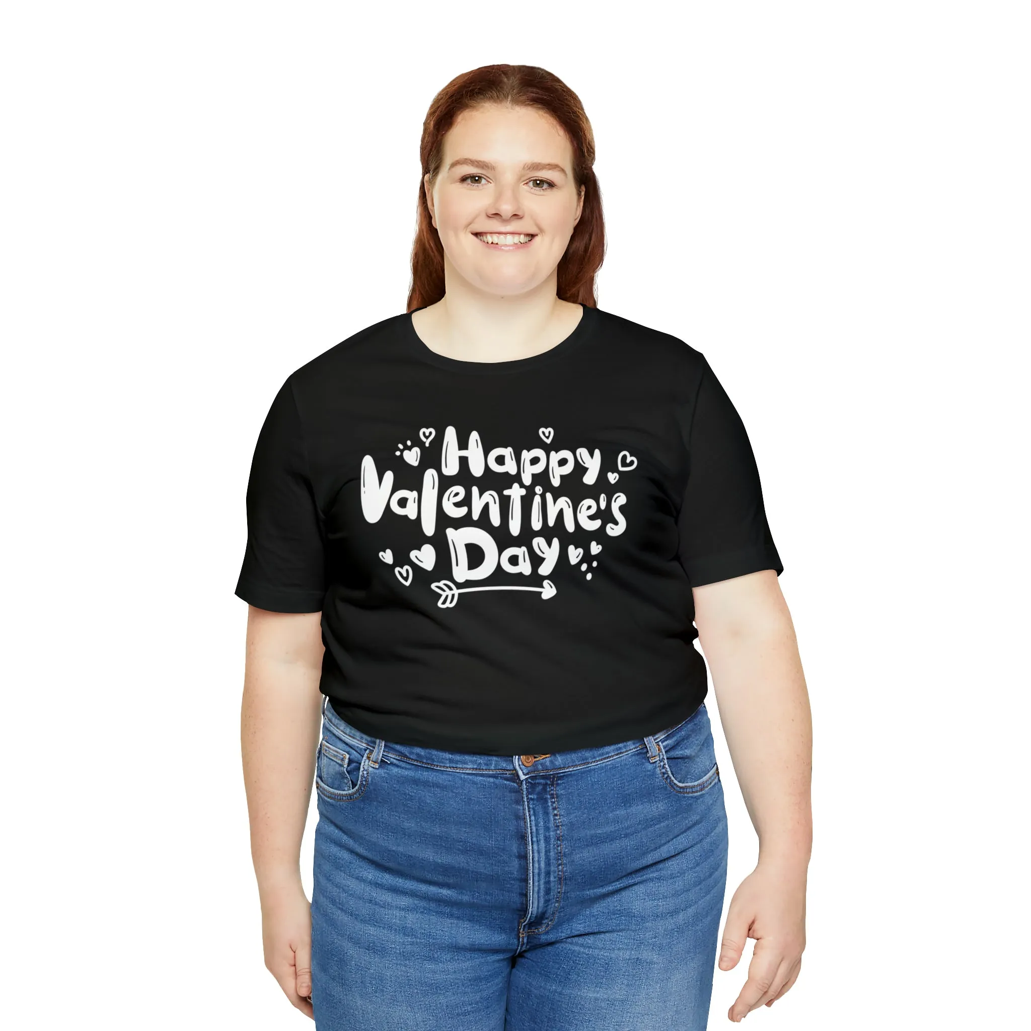 Happy Valentine's Day Script T-Shirt | Love You Tee |  Bella Canvas 3001 Unisex |  Hearts and Arrows Short Sleeve Tshirt