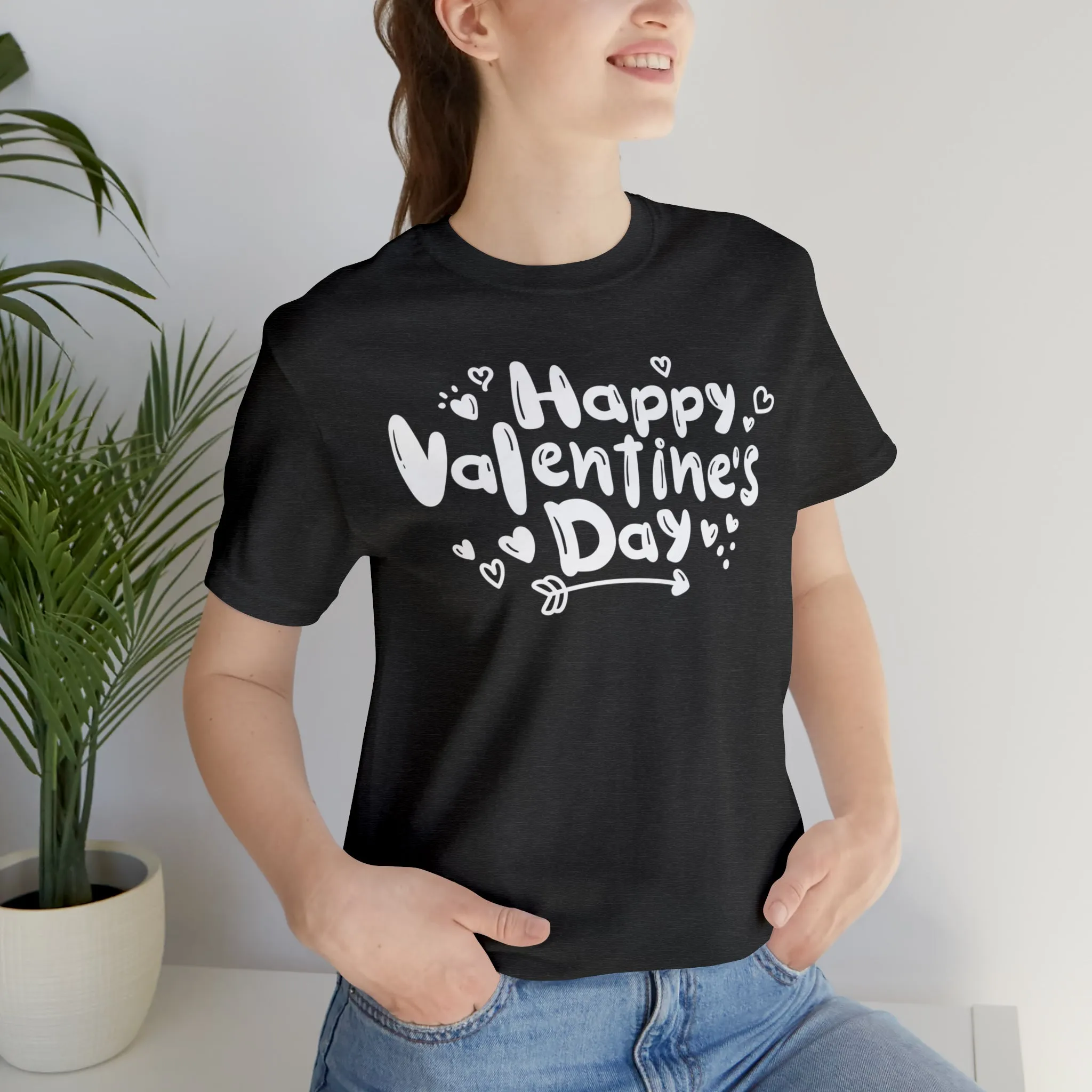 Happy Valentine's Day Script T-Shirt | Love You Tee |  Bella Canvas 3001 Unisex |  Hearts and Arrows Short Sleeve Tshirt