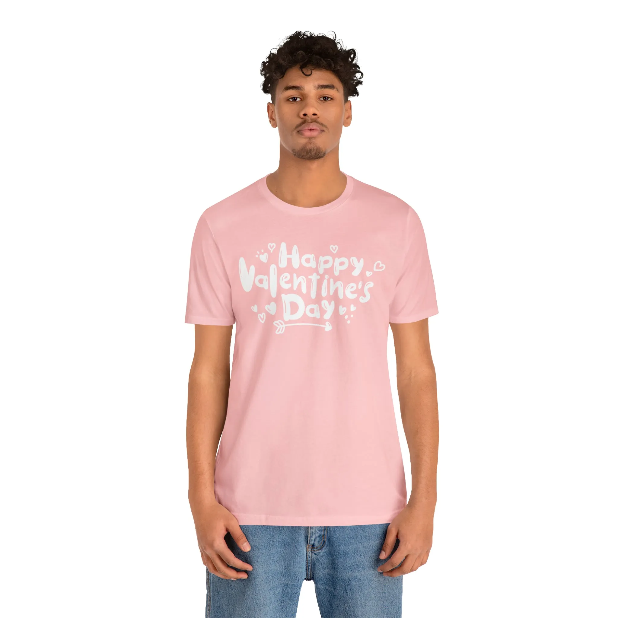 Happy Valentine's Day Script T-Shirt | Love You Tee |  Bella Canvas 3001 Unisex |  Hearts and Arrows Short Sleeve Tshirt