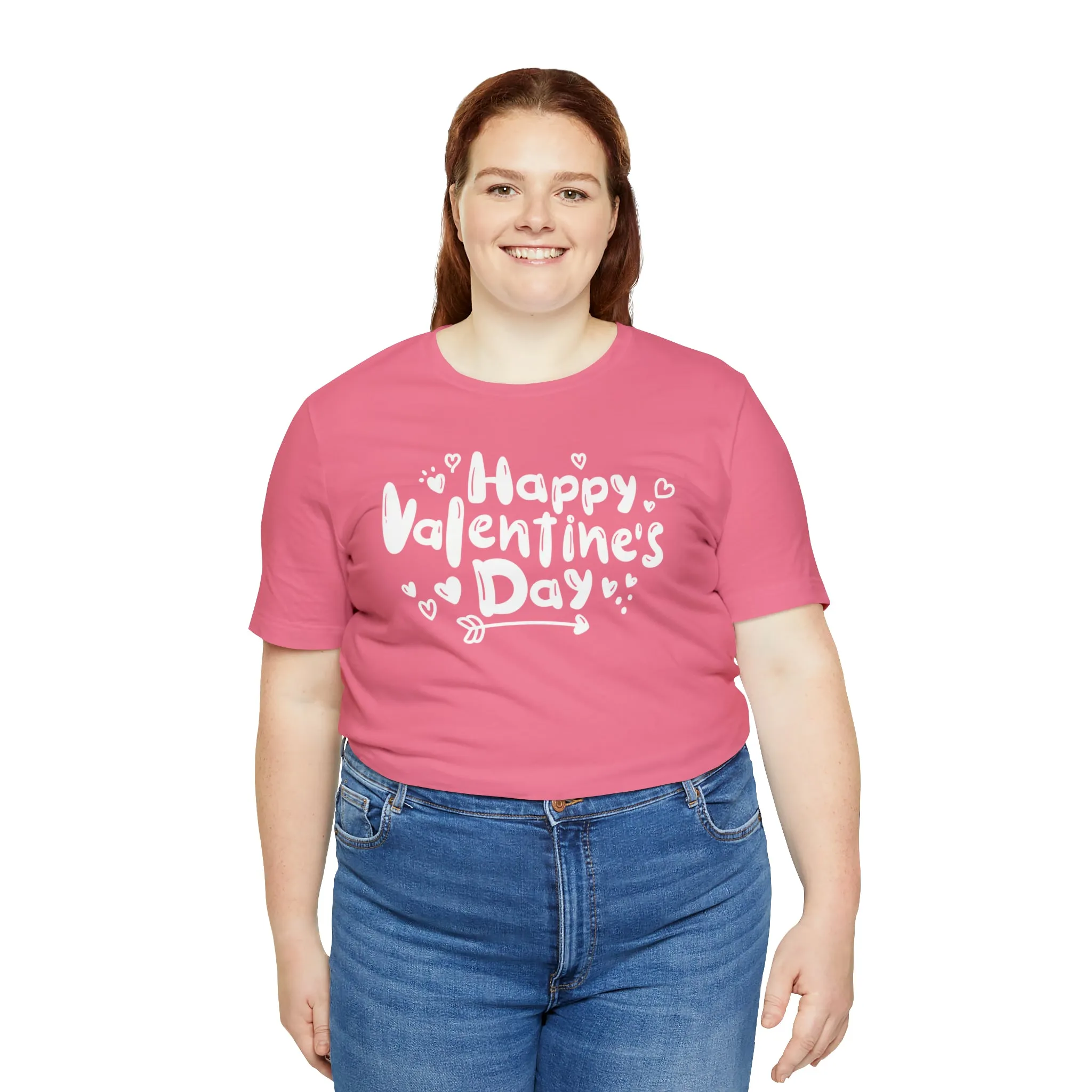 Happy Valentine's Day Script T-Shirt | Love You Tee |  Bella Canvas 3001 Unisex |  Hearts and Arrows Short Sleeve Tshirt