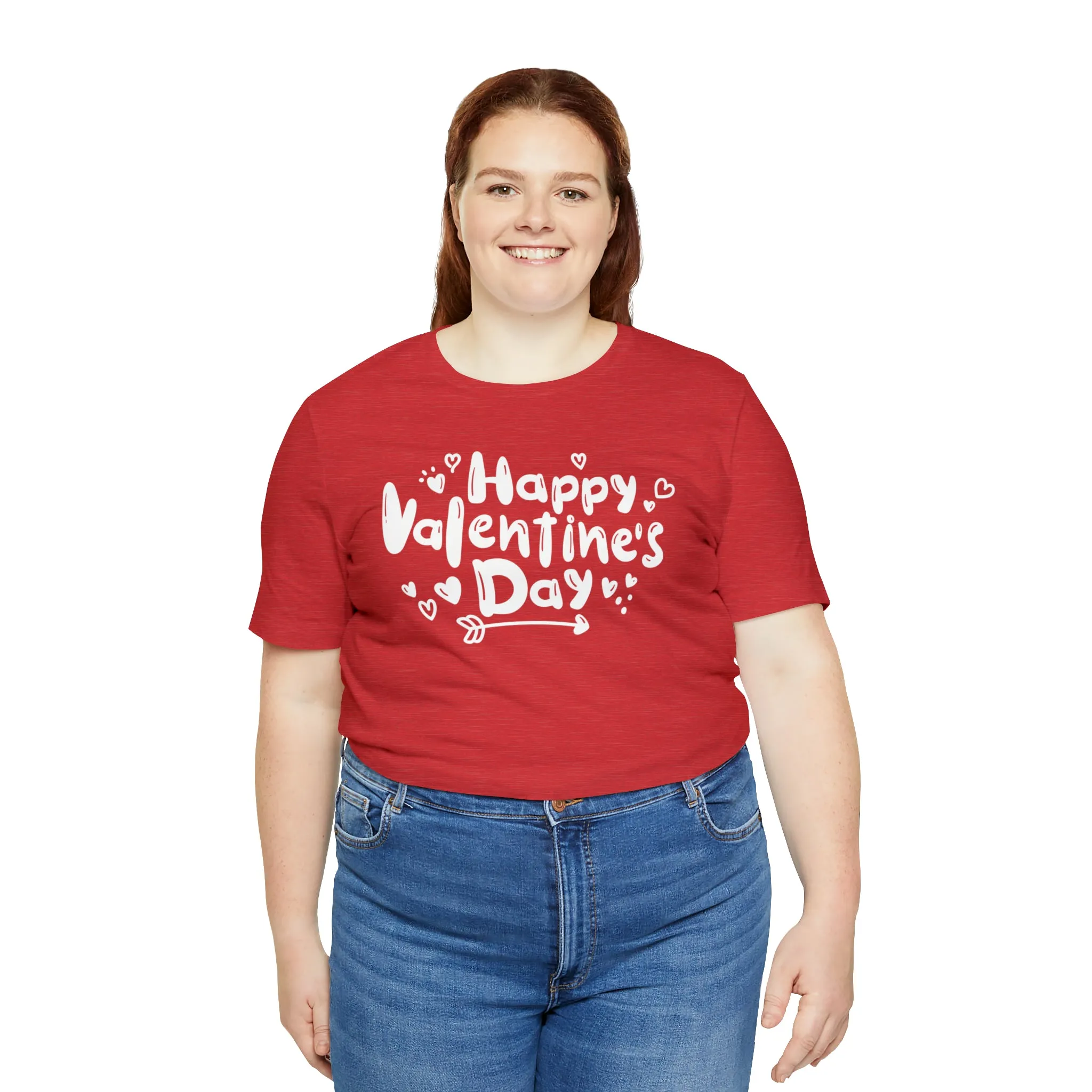 Happy Valentine's Day Script T-Shirt | Love You Tee |  Bella Canvas 3001 Unisex |  Hearts and Arrows Short Sleeve Tshirt