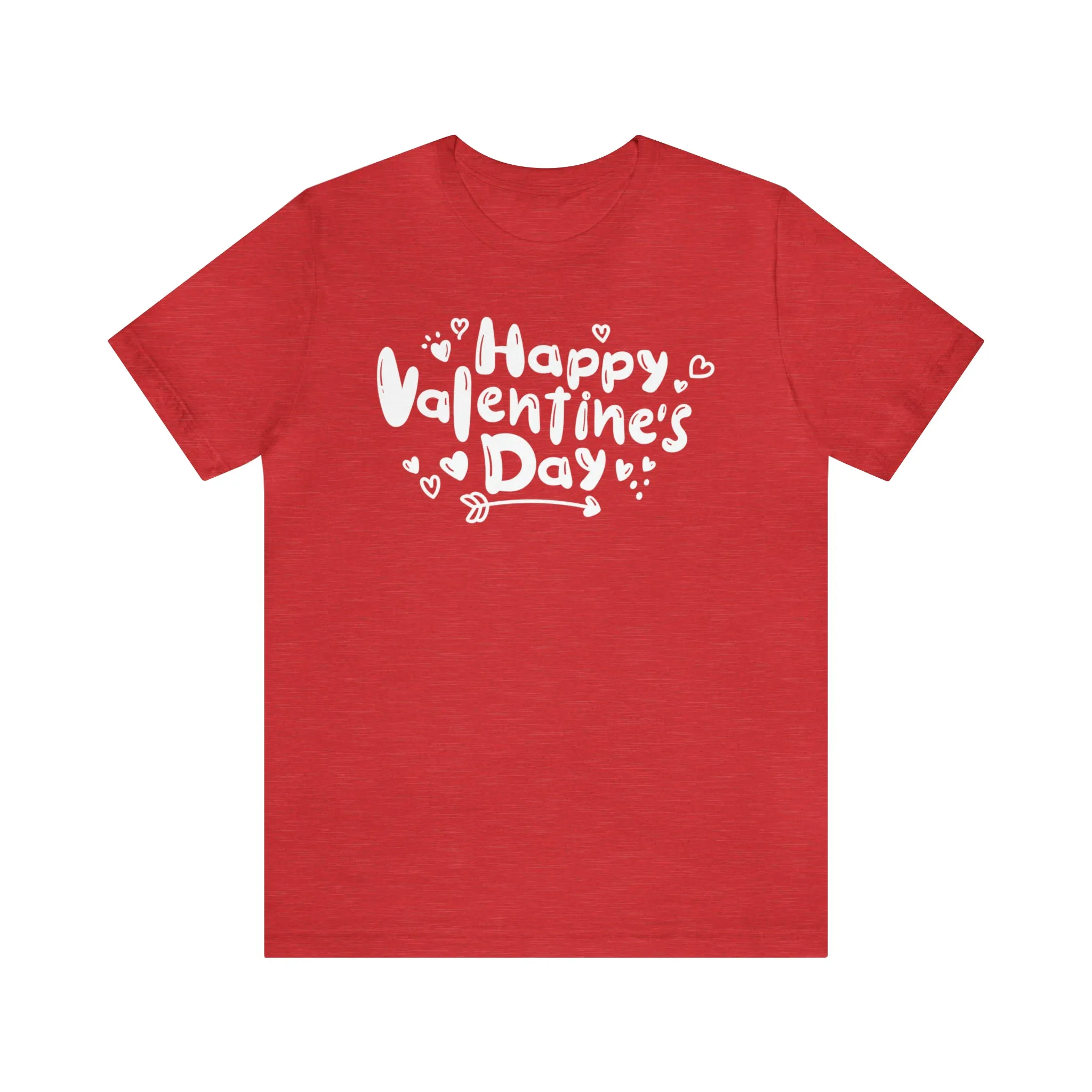 Happy Valentine's Day Script T-Shirt | Love You Tee |  Bella Canvas 3001 Unisex |  Hearts and Arrows Short Sleeve Tshirt