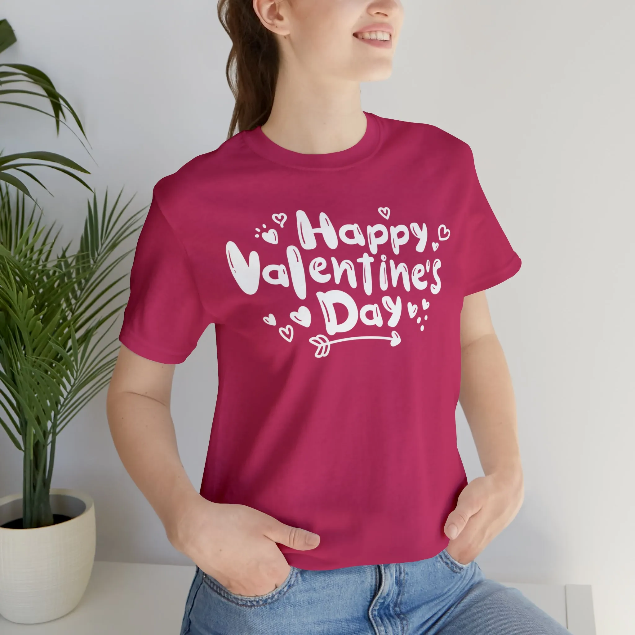 Happy Valentine's Day Script T-Shirt | Love You Tee |  Bella Canvas 3001 Unisex |  Hearts and Arrows Short Sleeve Tshirt