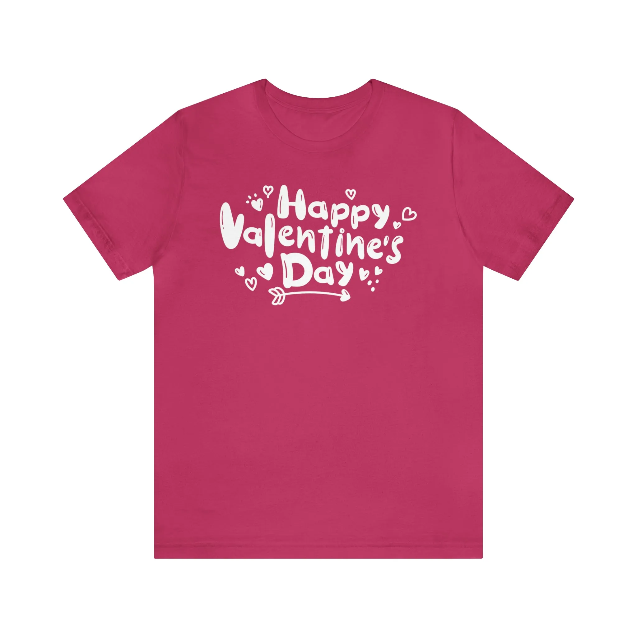 Happy Valentine's Day Script T-Shirt | Love You Tee |  Bella Canvas 3001 Unisex |  Hearts and Arrows Short Sleeve Tshirt