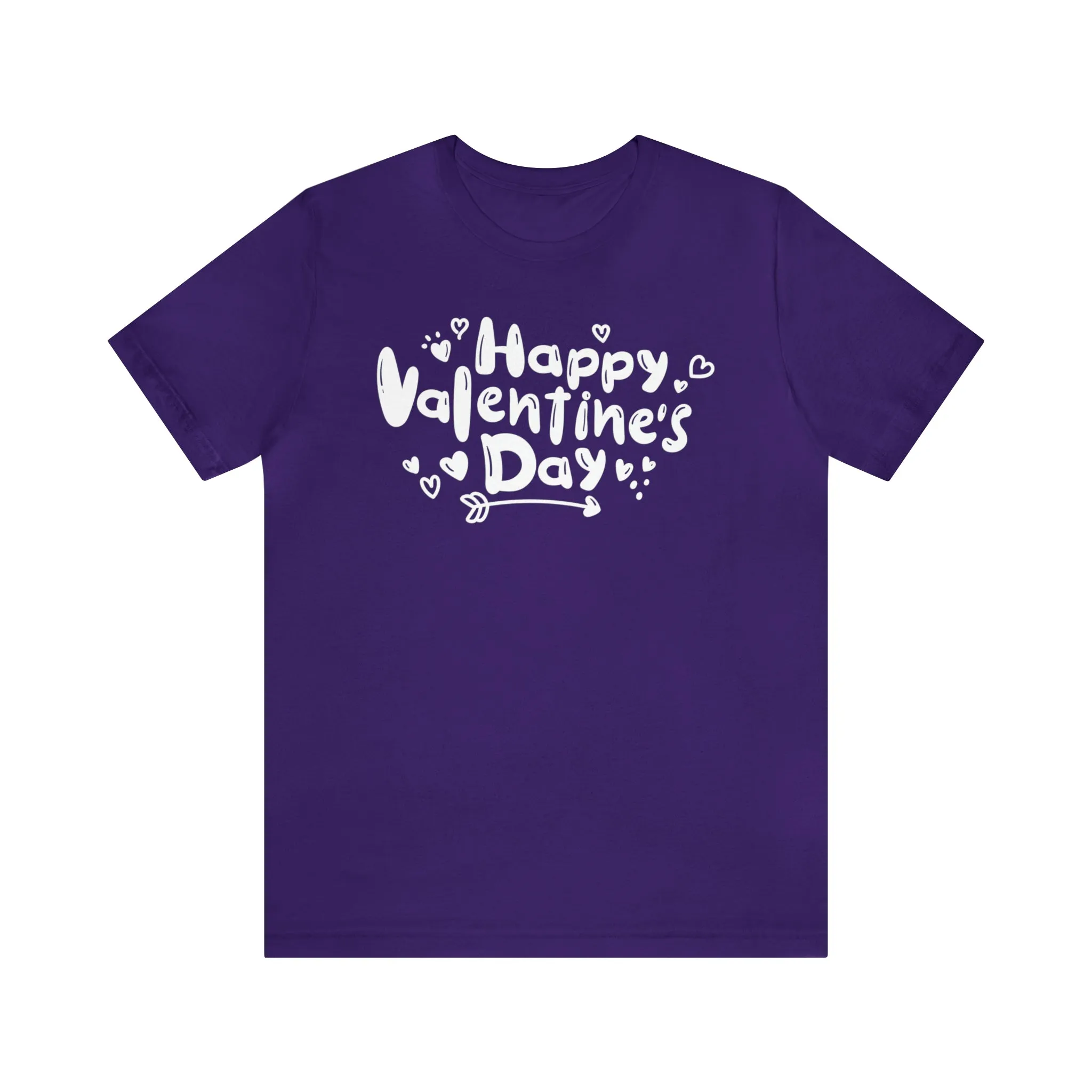 Happy Valentine's Day Script T-Shirt | Love You Tee |  Bella Canvas 3001 Unisex |  Hearts and Arrows Short Sleeve Tshirt
