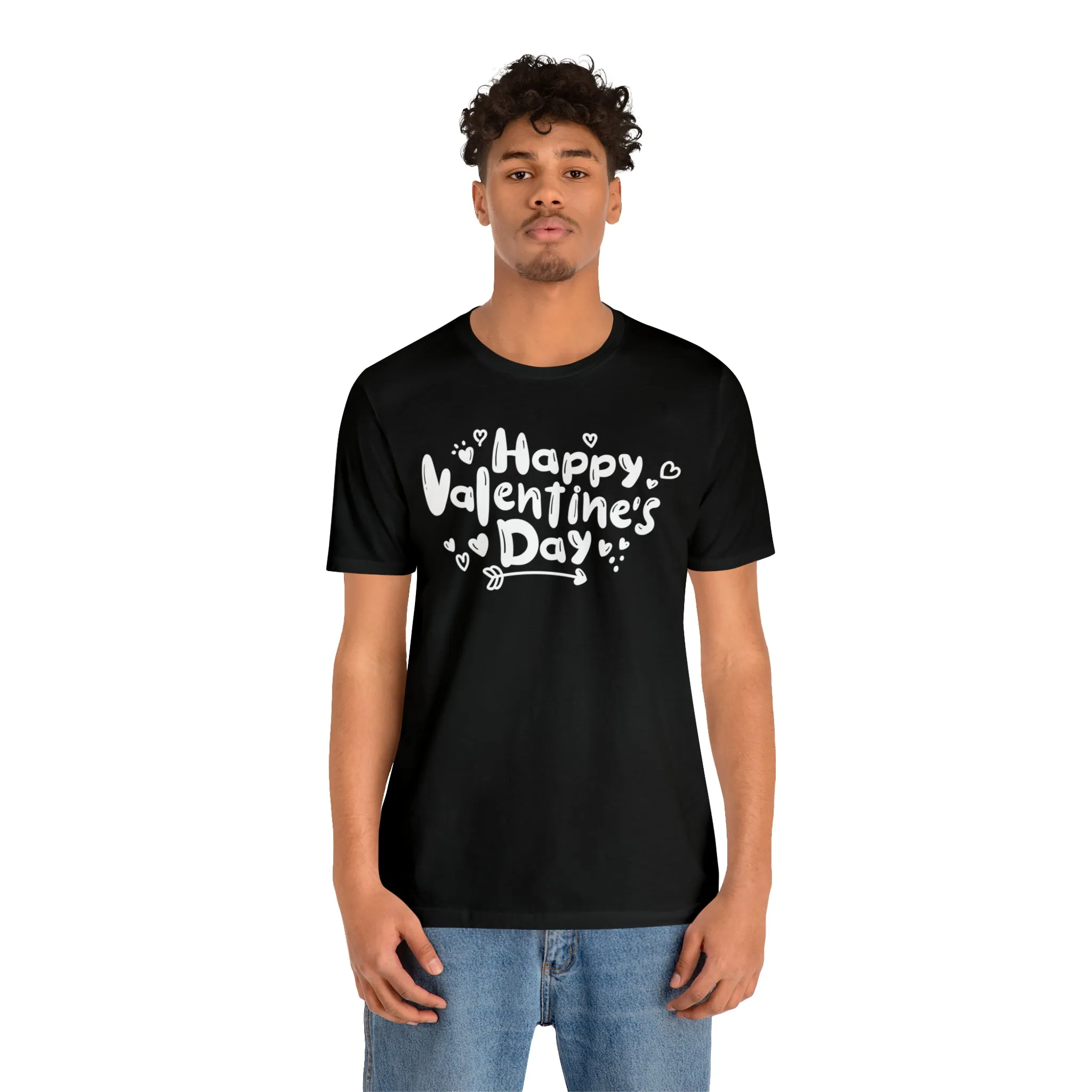 Happy Valentine's Day Script T-Shirt | Love You Tee |  Bella Canvas 3001 Unisex |  Hearts and Arrows Short Sleeve Tshirt