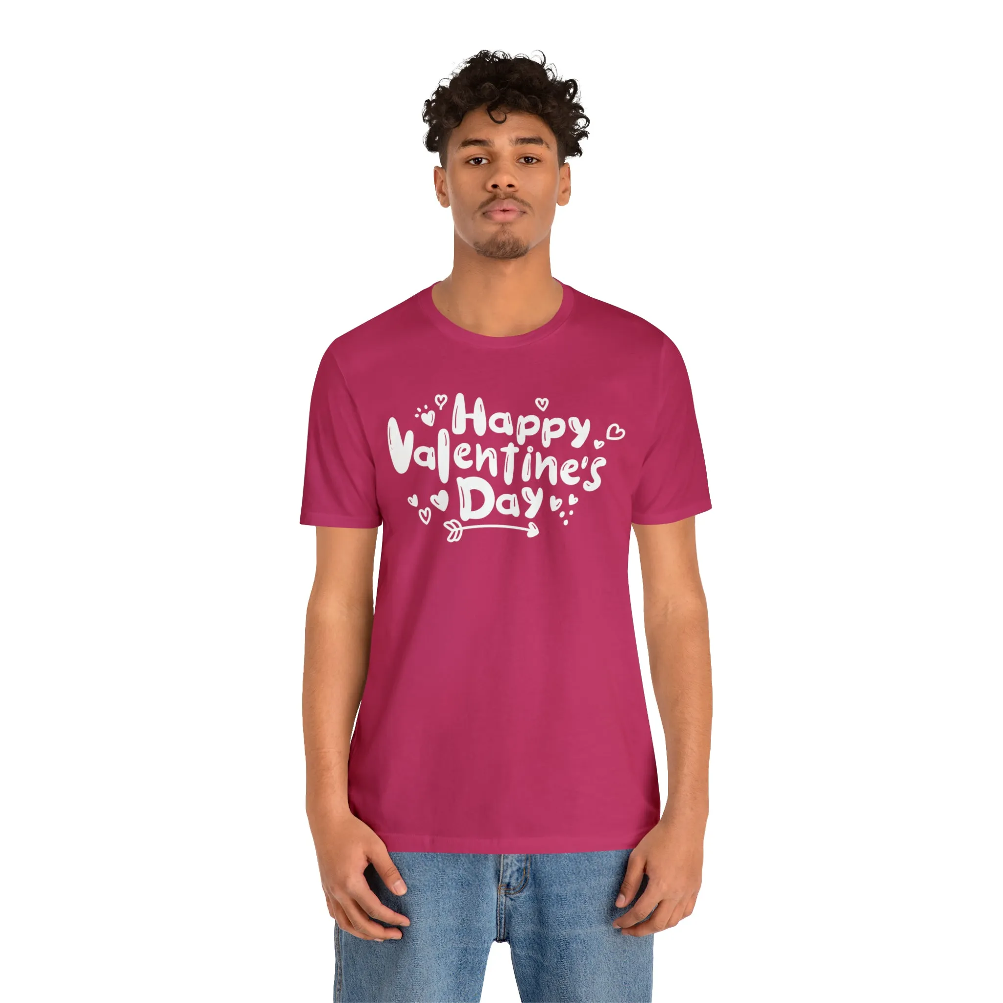 Happy Valentine's Day Script T-Shirt | Love You Tee |  Bella Canvas 3001 Unisex |  Hearts and Arrows Short Sleeve Tshirt