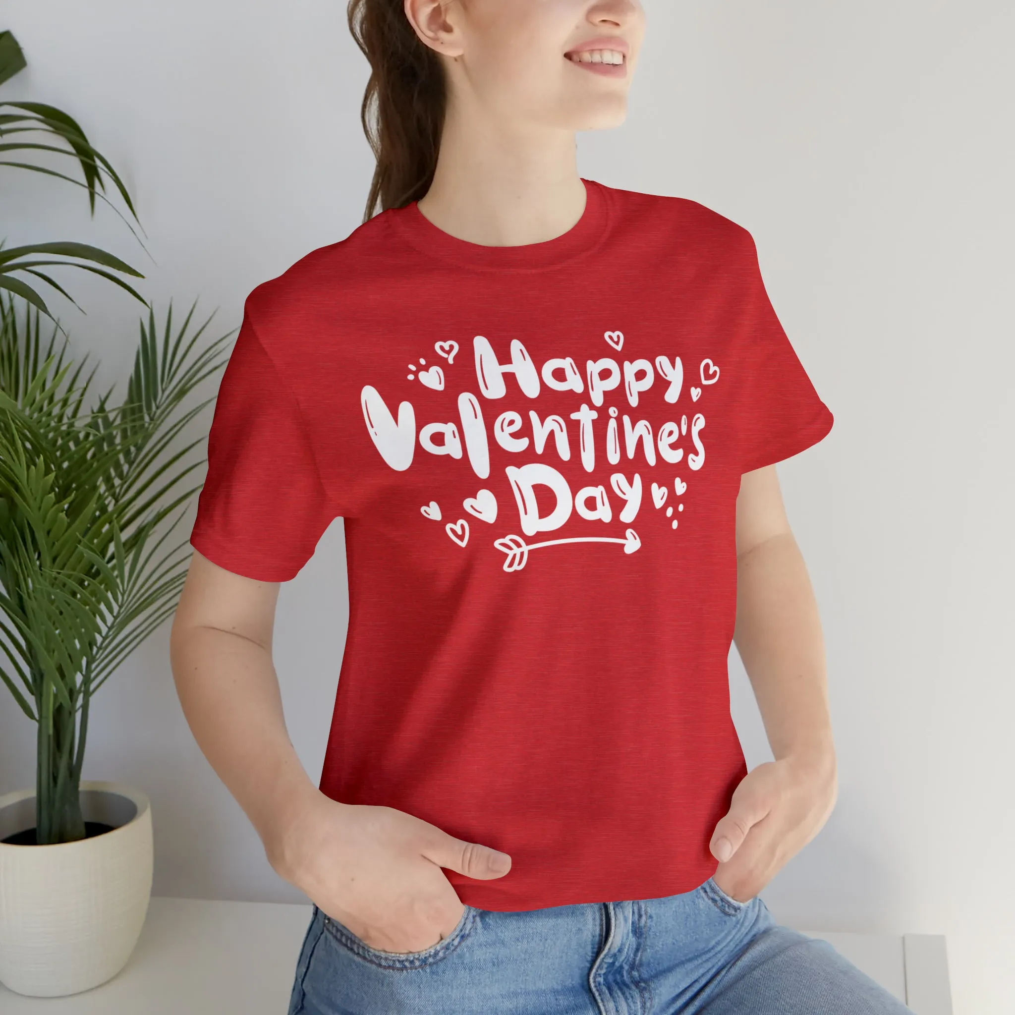 Happy Valentine's Day Script T-Shirt | Love You Tee |  Bella Canvas 3001 Unisex |  Hearts and Arrows Short Sleeve Tshirt