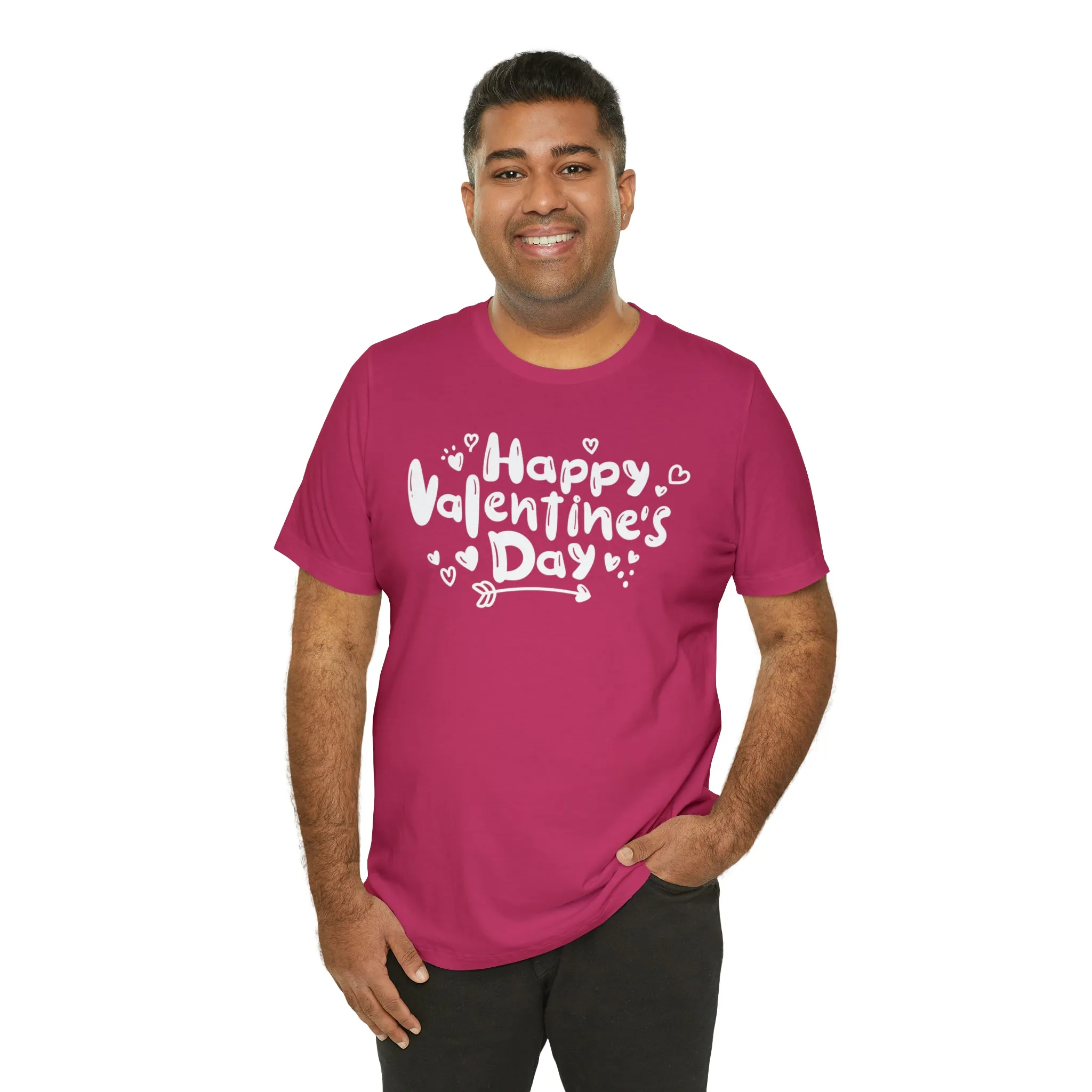 Happy Valentine's Day Script T-Shirt | Love You Tee |  Bella Canvas 3001 Unisex |  Hearts and Arrows Short Sleeve Tshirt