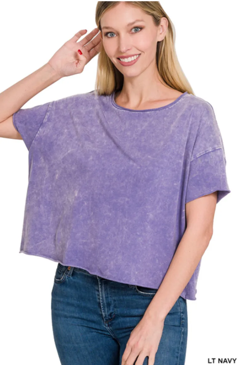 Having Mixed Feelings Acid Wash Crop Top-Multiple Colors Available