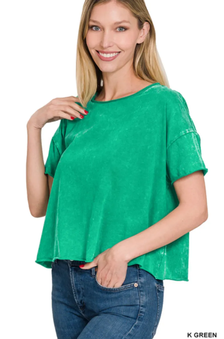 Having Mixed Feelings Acid Wash Crop Top-Multiple Colors Available