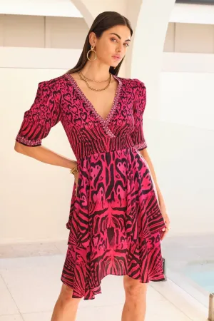 HEARTS FOREVER CROSS OVER MINI DRESS