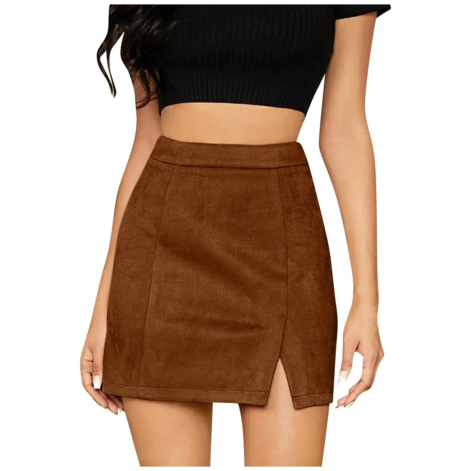 High Waisted Suede Mini Skirt