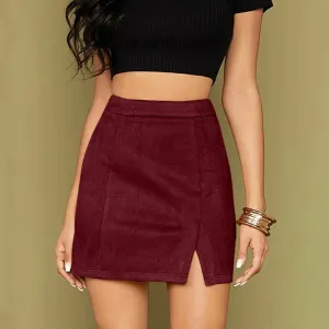 High Waisted Suede Mini Skirt