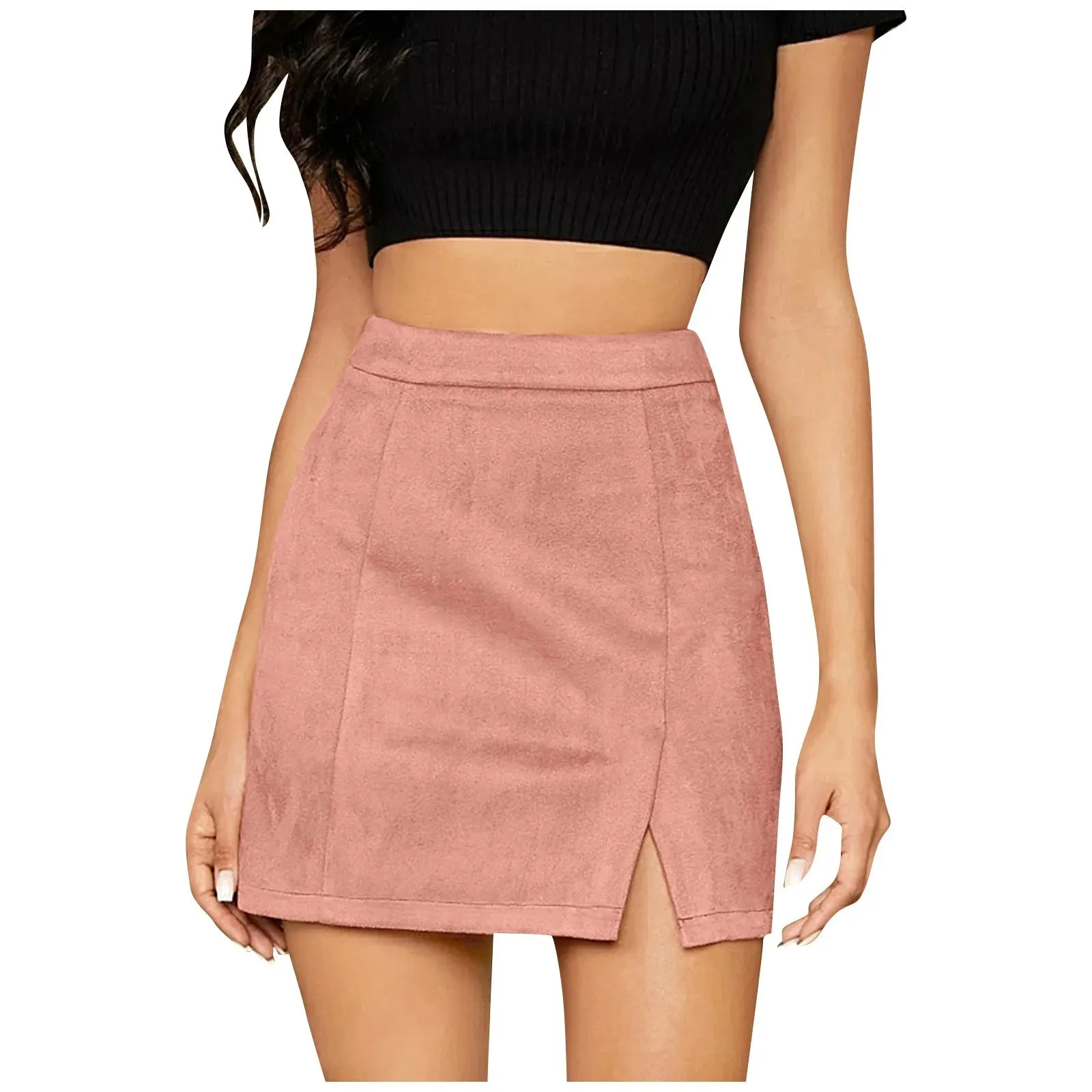 High Waisted Suede Mini Skirt