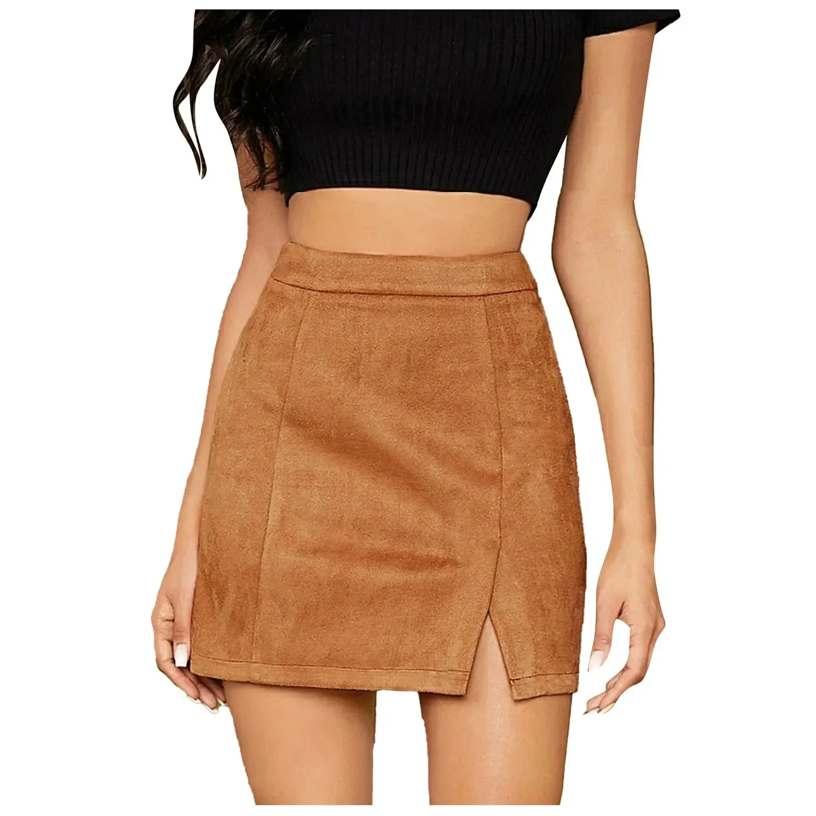 High Waisted Suede Mini Skirt