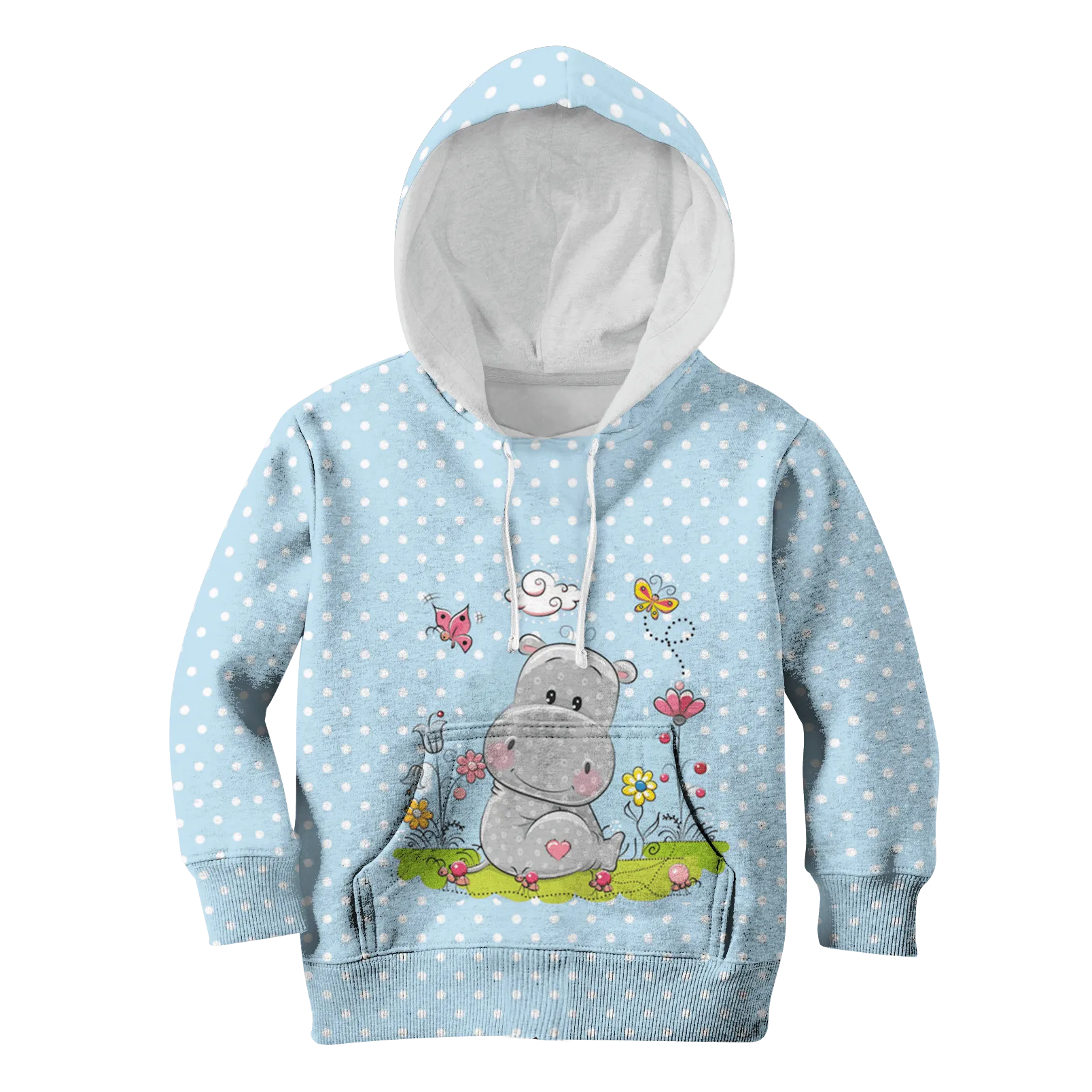 Hippo with beautiful flowers Kid Custom Cosplay Hoodies T-shirt Apparel