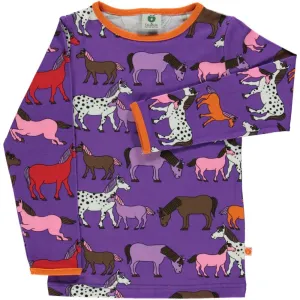 Horse Long Sleeve Shirt - Purple Heart - 1 Left Size 11-12 years