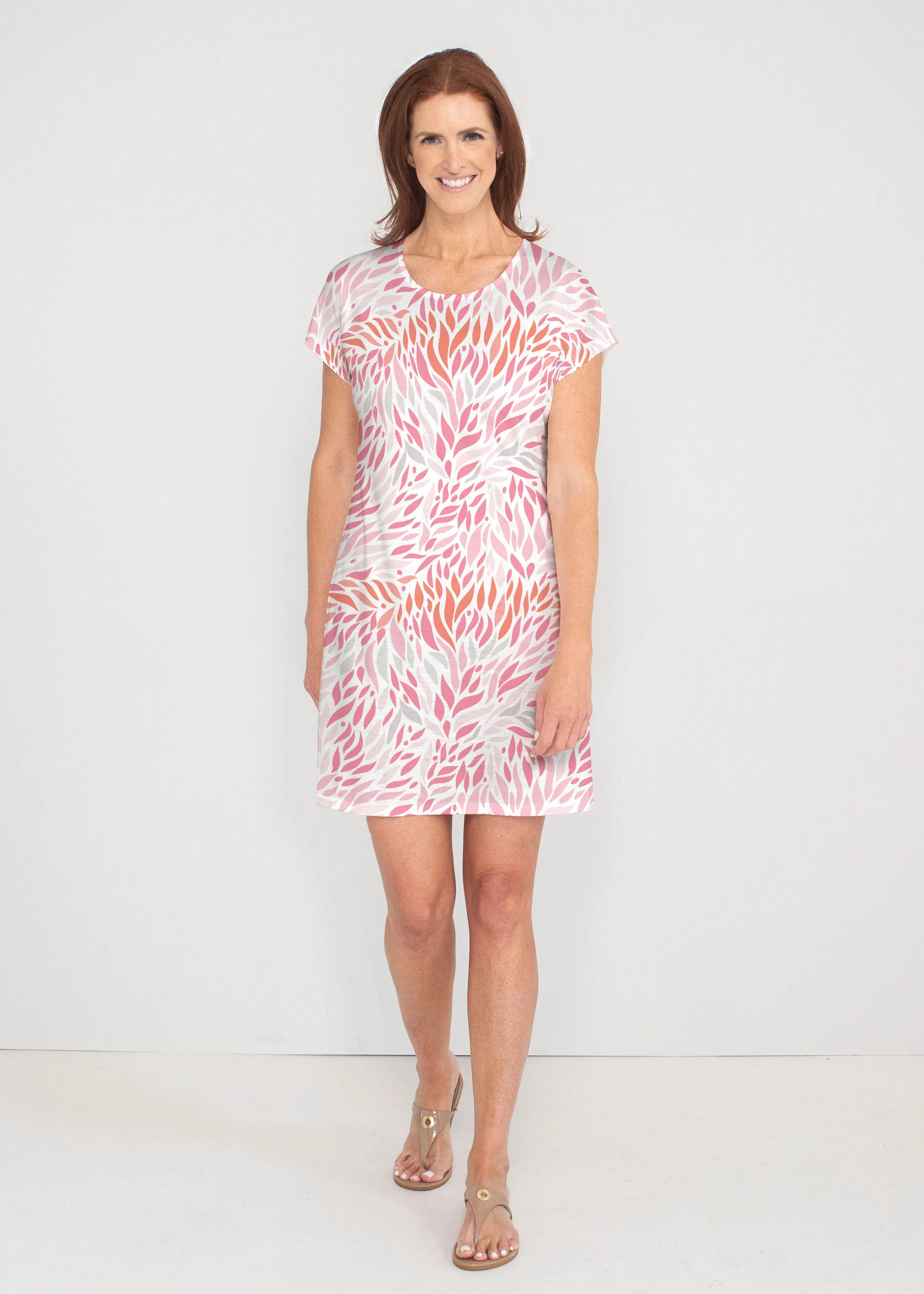 Hotsy Totsy Pink (8145) ~ French Terry Short Sleeve Crew Dress