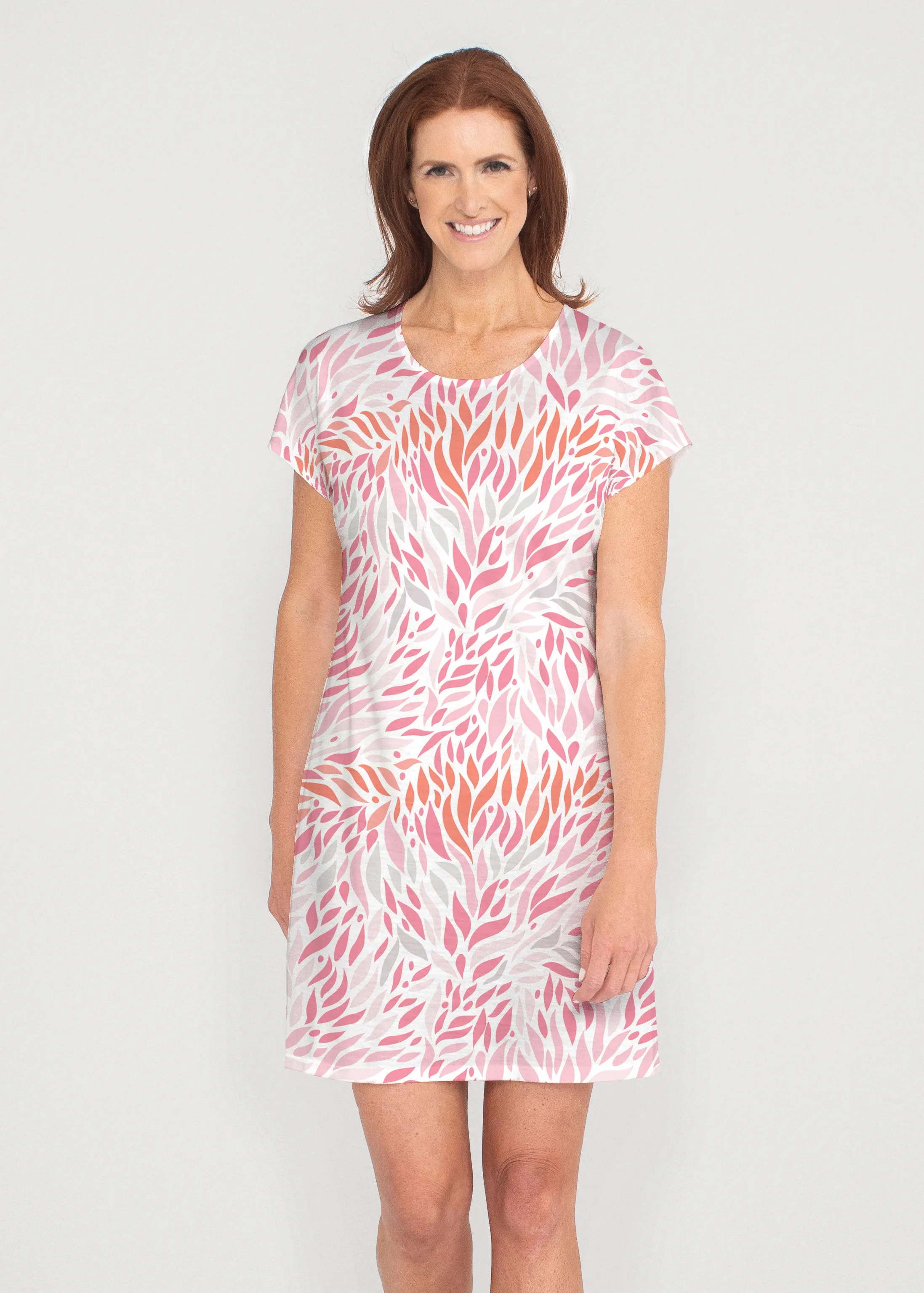 Hotsy Totsy Pink (8145) ~ French Terry Short Sleeve Crew Dress