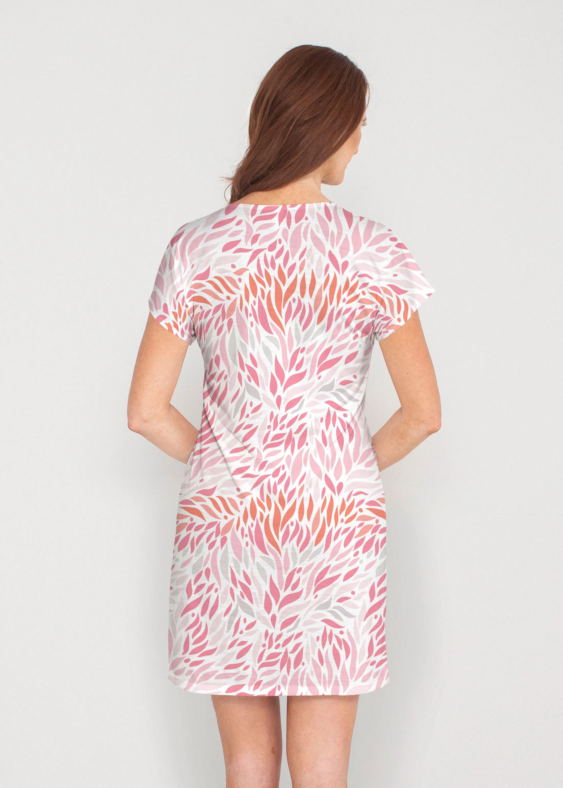 Hotsy Totsy Pink (8145) ~ French Terry Short Sleeve Crew Dress