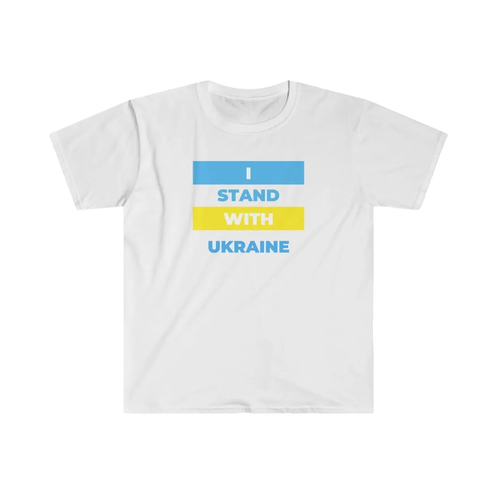 'I Stand With Ukraine' With Blocks Unisex Softstyle T-Shirt