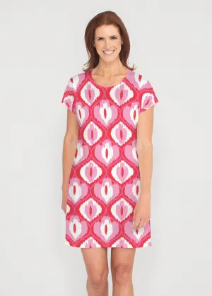 Ikat Buds Red/Pink (8096) ~ Lucy Tee Dress