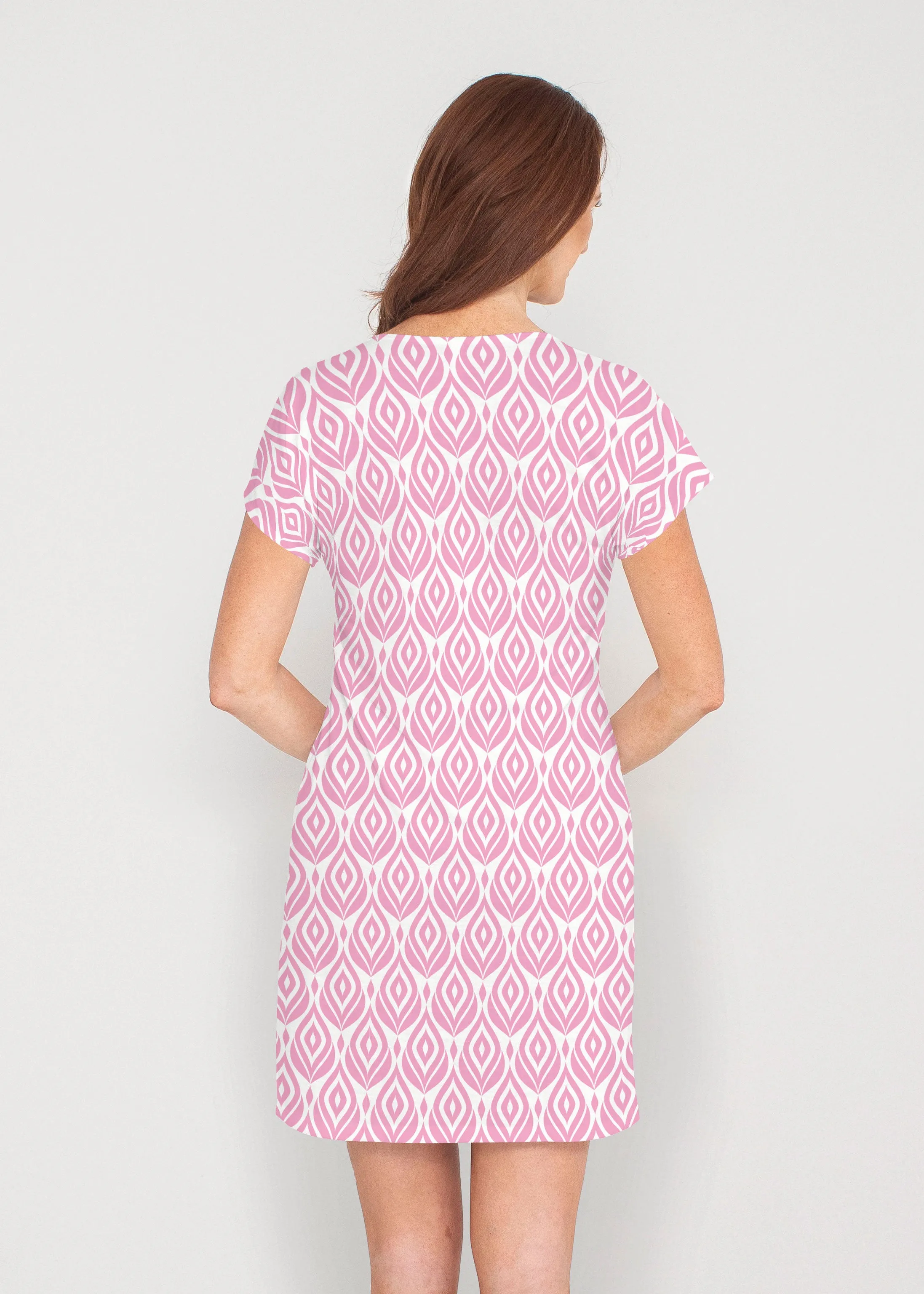 Ikat Buds Red/Pink (8096) ~ Lucy Tee Dress