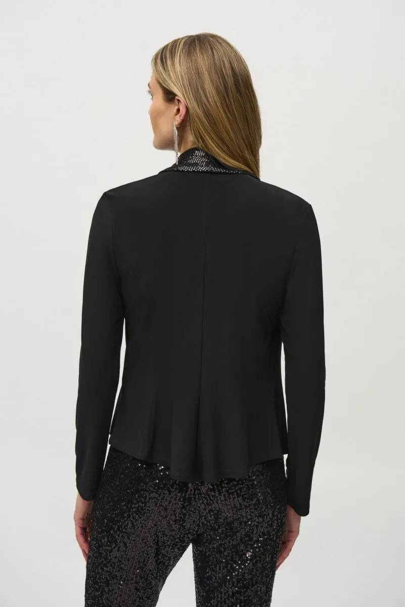Joseph Ribkoff Black Sequined Detail Cover-Up Jacket 244050