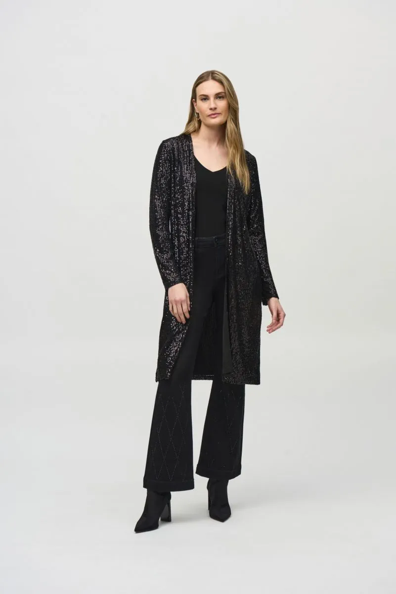 Joseph Ribkoff Black Sequined Long Sleeve Cover-Up Jacket 244925