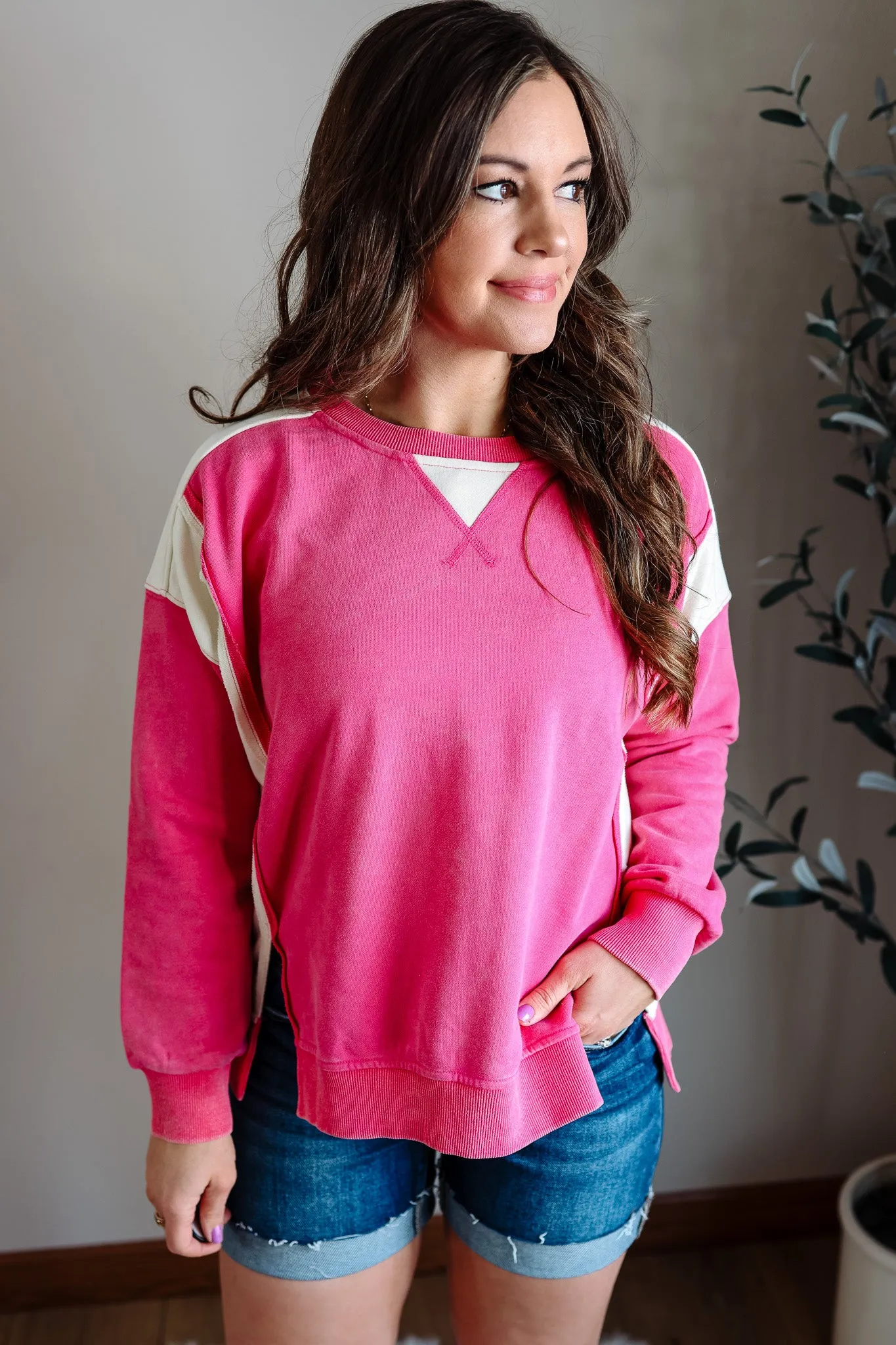 Jovie French Terry Sweatshirt - Fuchsia