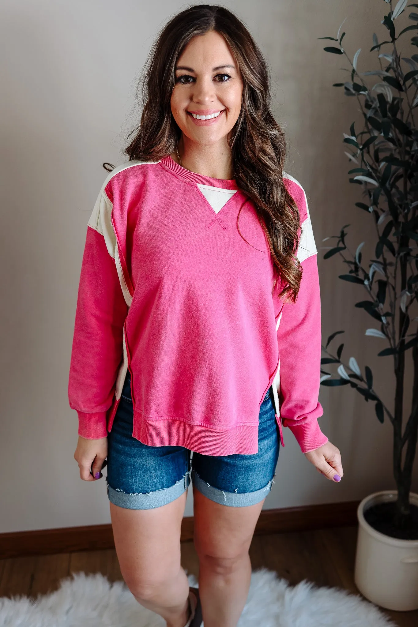 Jovie French Terry Sweatshirt - Fuchsia