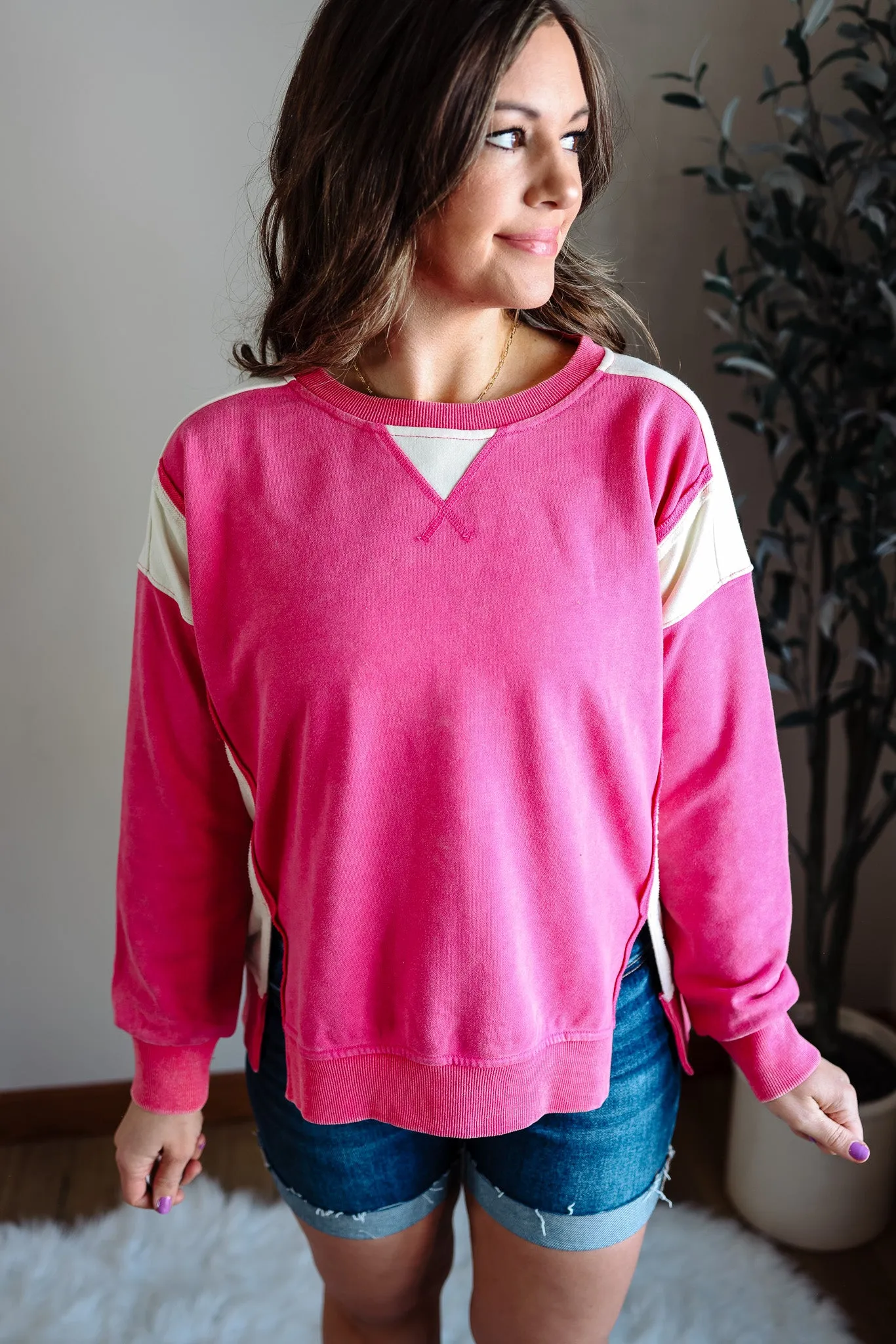 Jovie French Terry Sweatshirt - Fuchsia