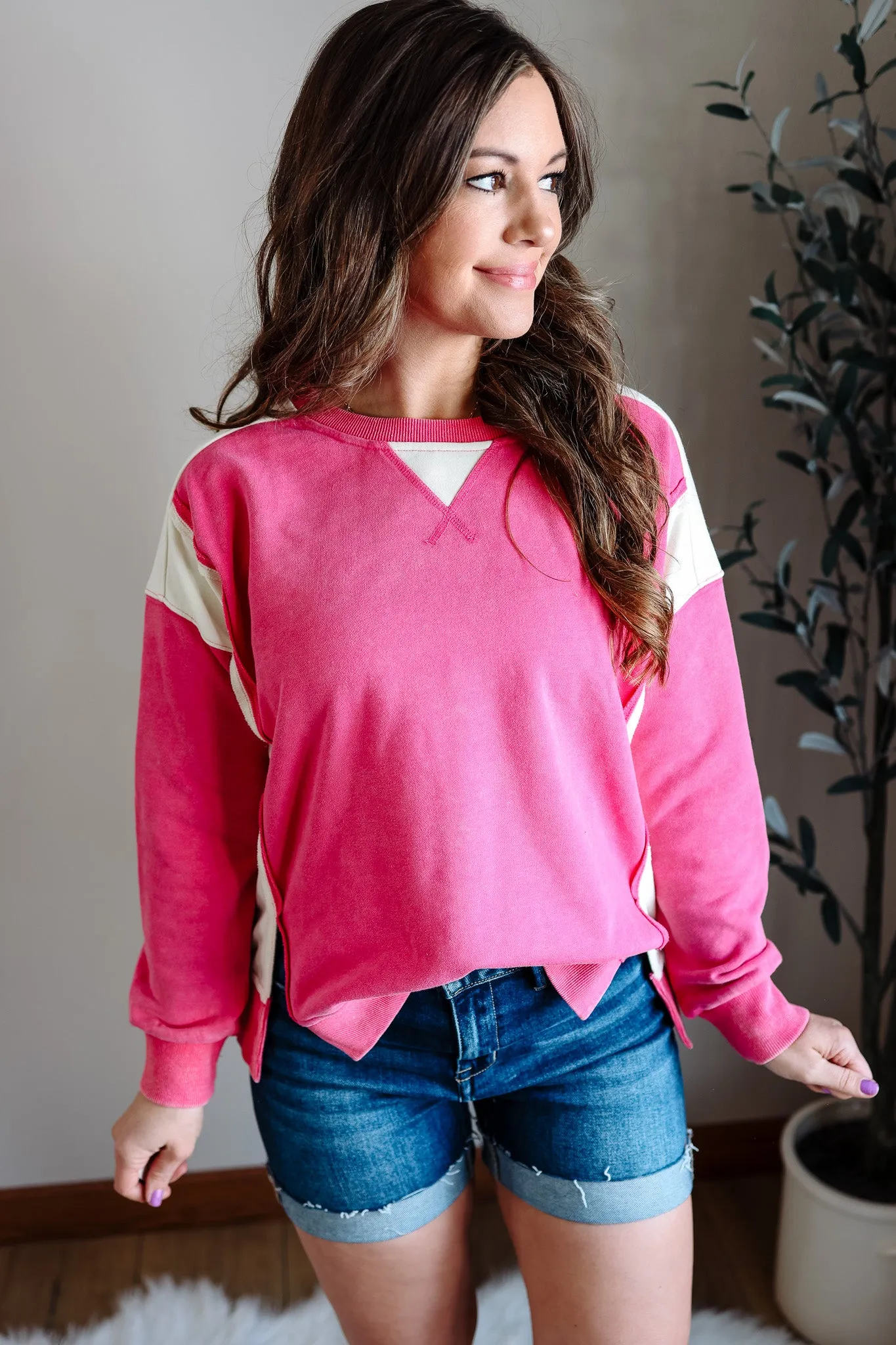 Jovie French Terry Sweatshirt - Fuchsia