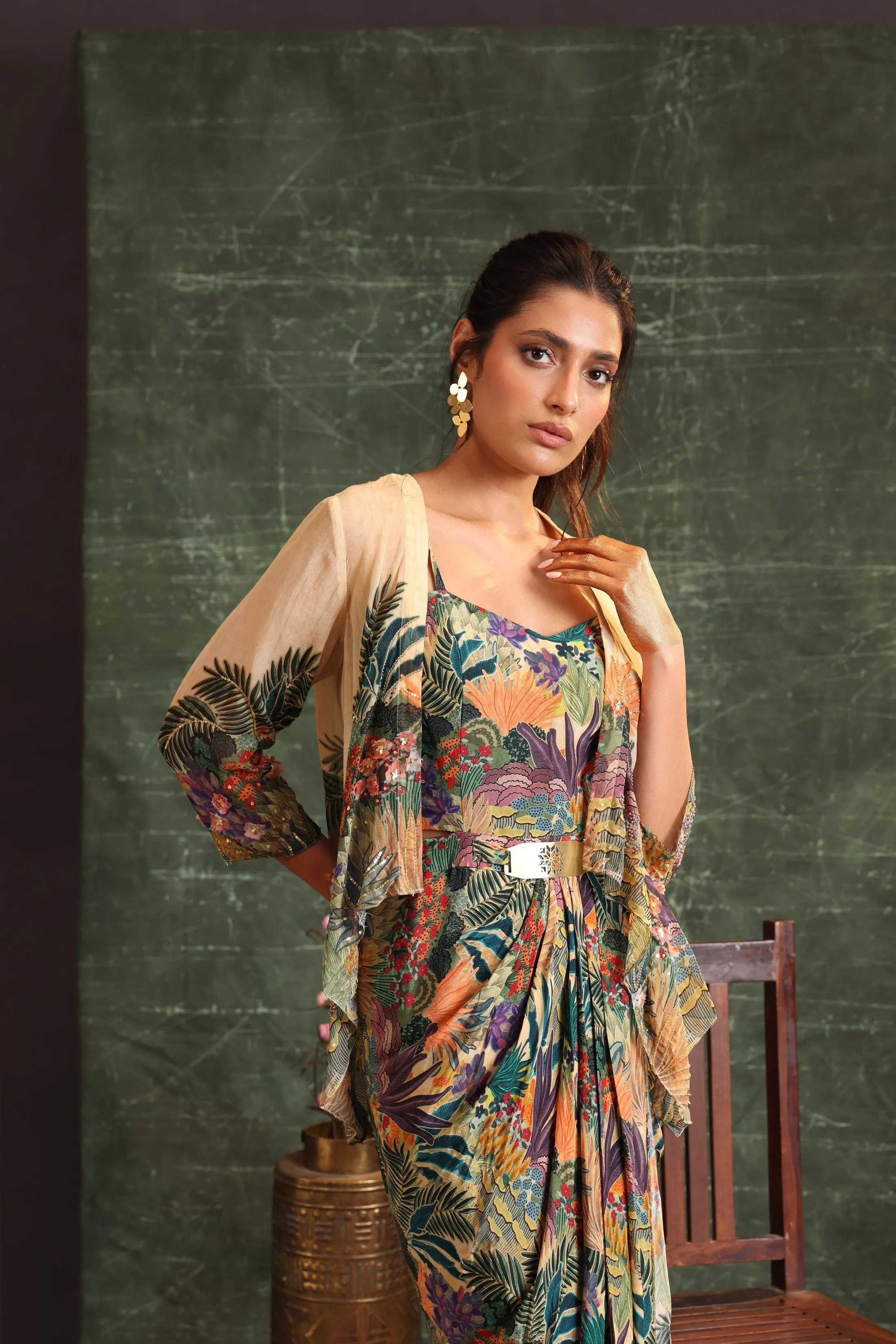 Kaira Embellished Drape Dress Set