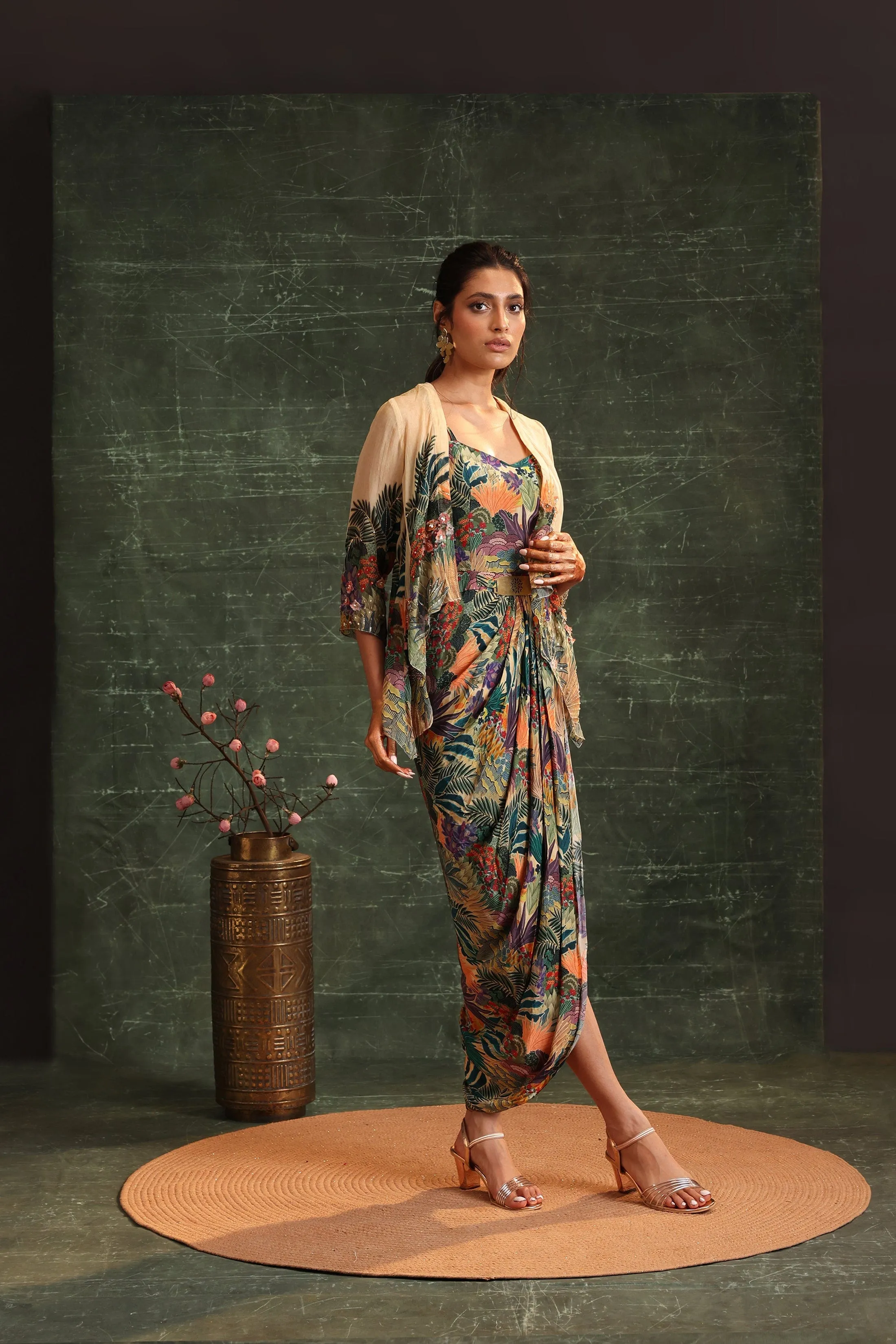 Kaira Embellished Drape Dress Set