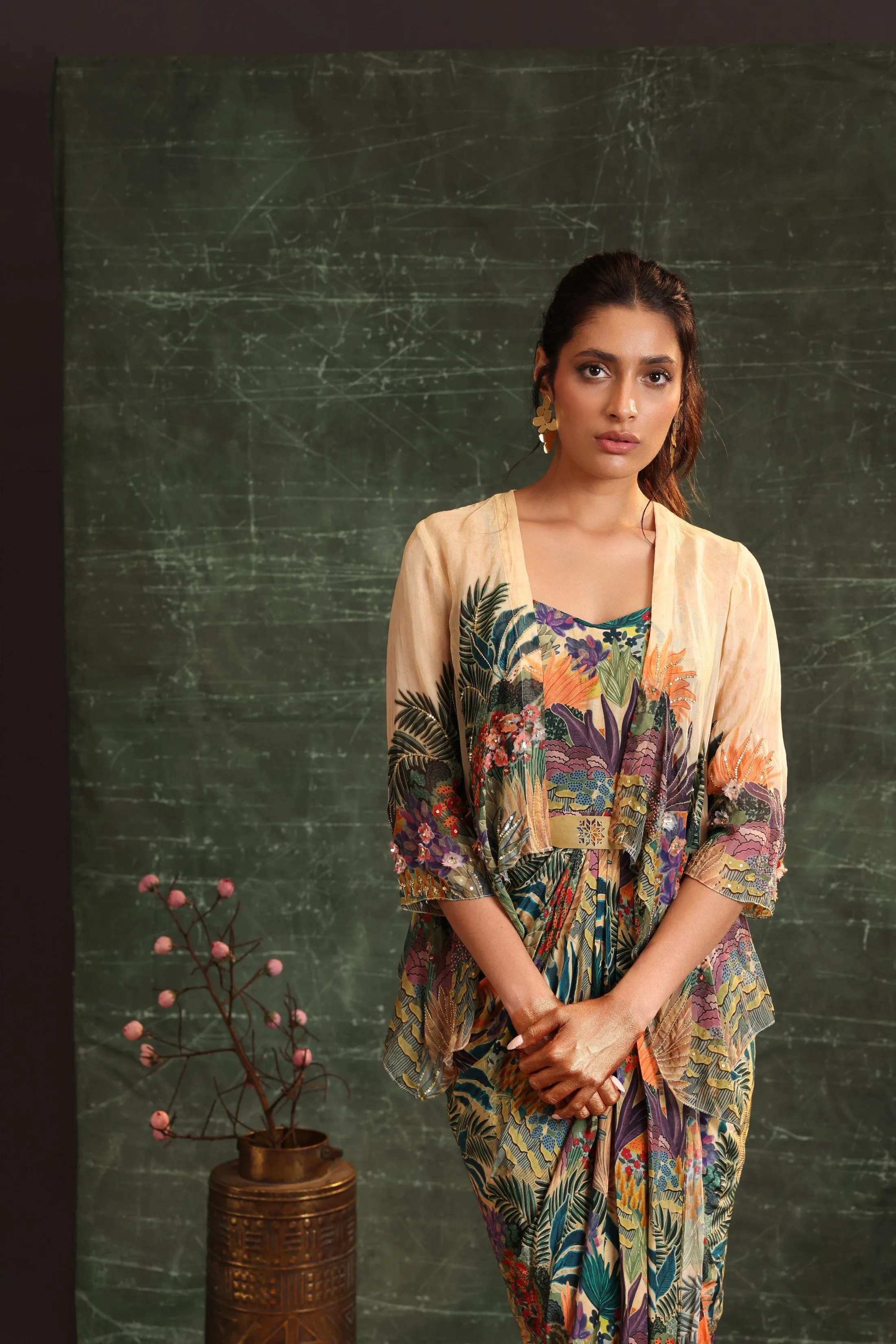 Kaira Embellished Drape Dress Set