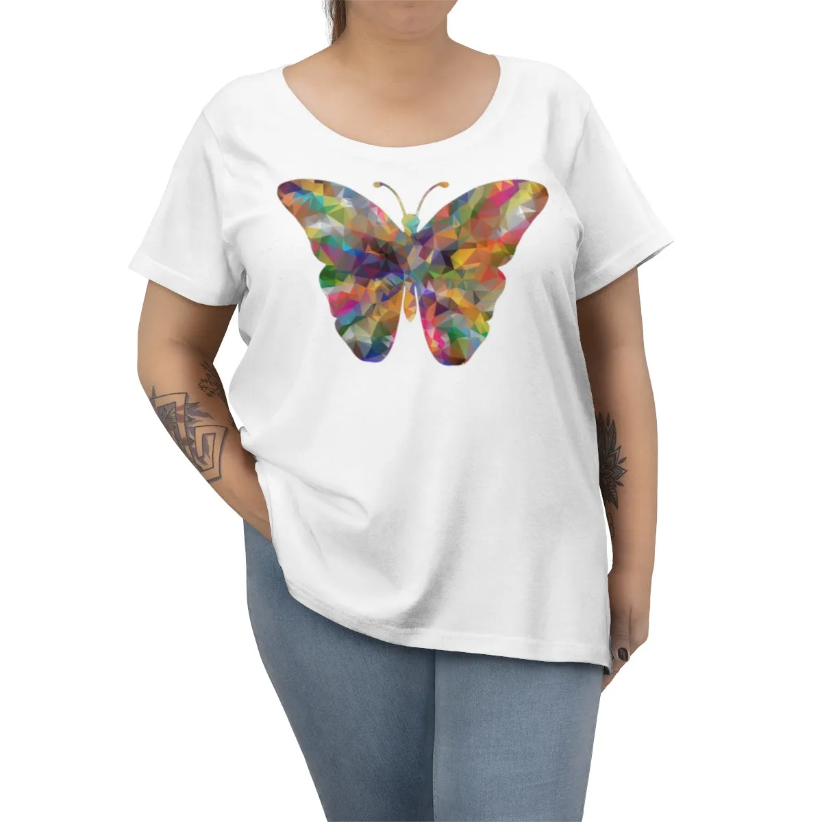 KALEIDOSCOPIC BUTTERFLY <br>women's curvy tee
