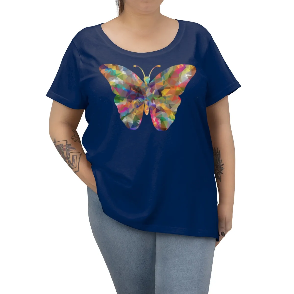KALEIDOSCOPIC BUTTERFLY <br>women's curvy tee