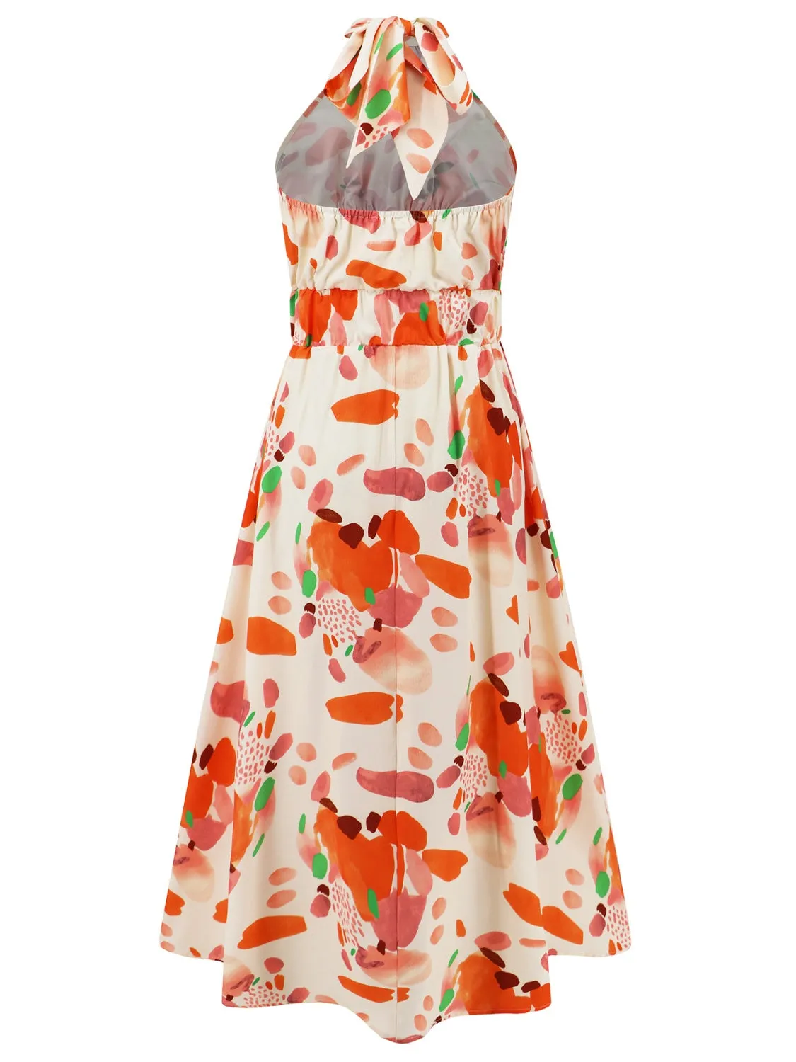 Kallie Ruched Printed Halter Neck Sleeveless Dress