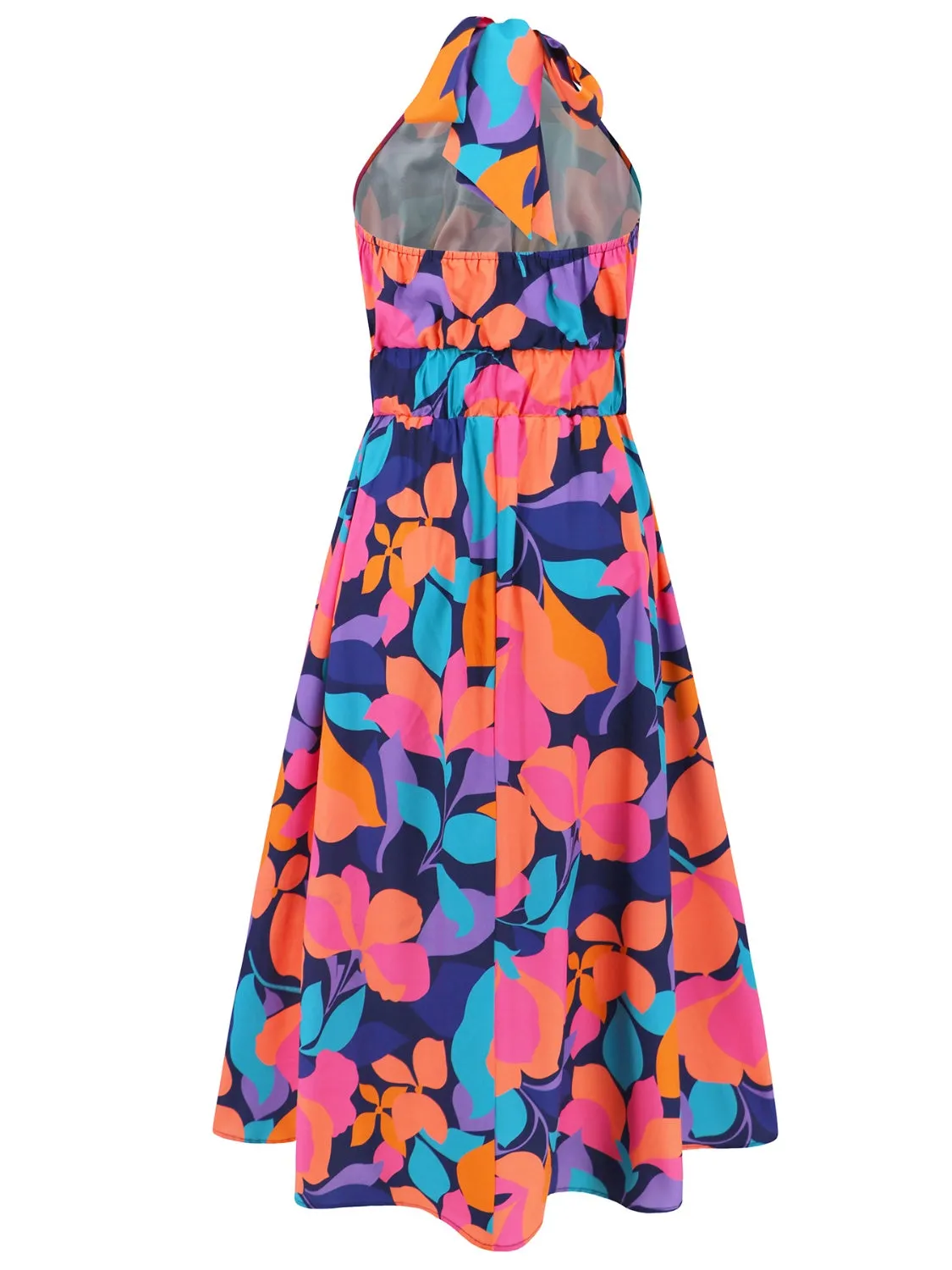 Kallie Ruched Printed Halter Neck Sleeveless Dress