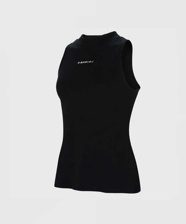 KANDINI Half-neck Sleeveless T-shirts - Black