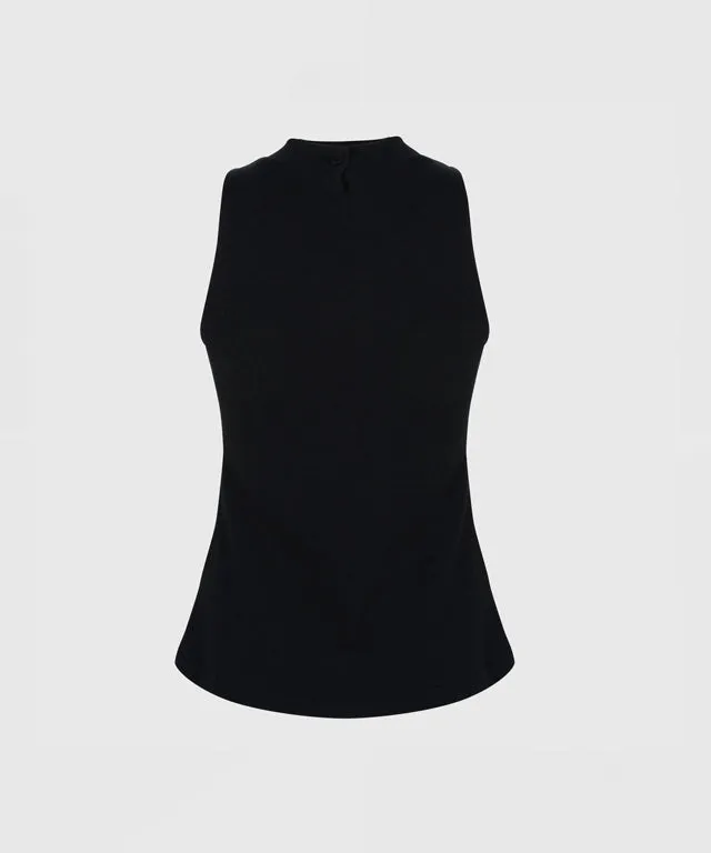 KANDINI Half-neck Sleeveless T-shirts - Black